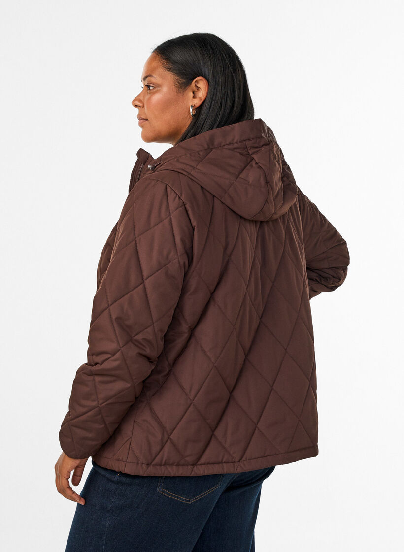 Leicht wattierte Jacke mit Rautensteppung, Braun, Model image number 2