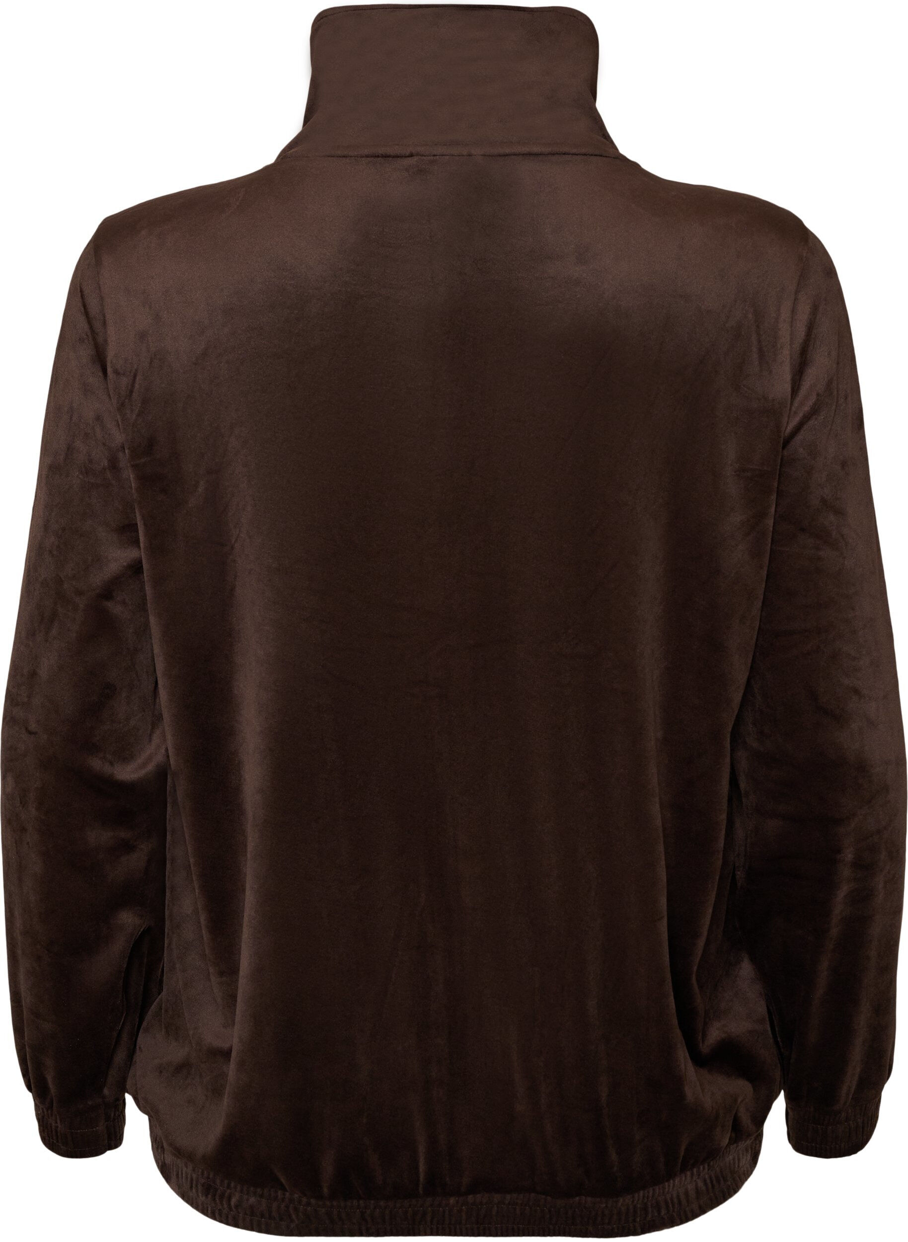 ZizziWeicher Cardigan aus Velours mit Rei&szlig;verschluss und hohem Kragen, Braun, Packshot image number 1