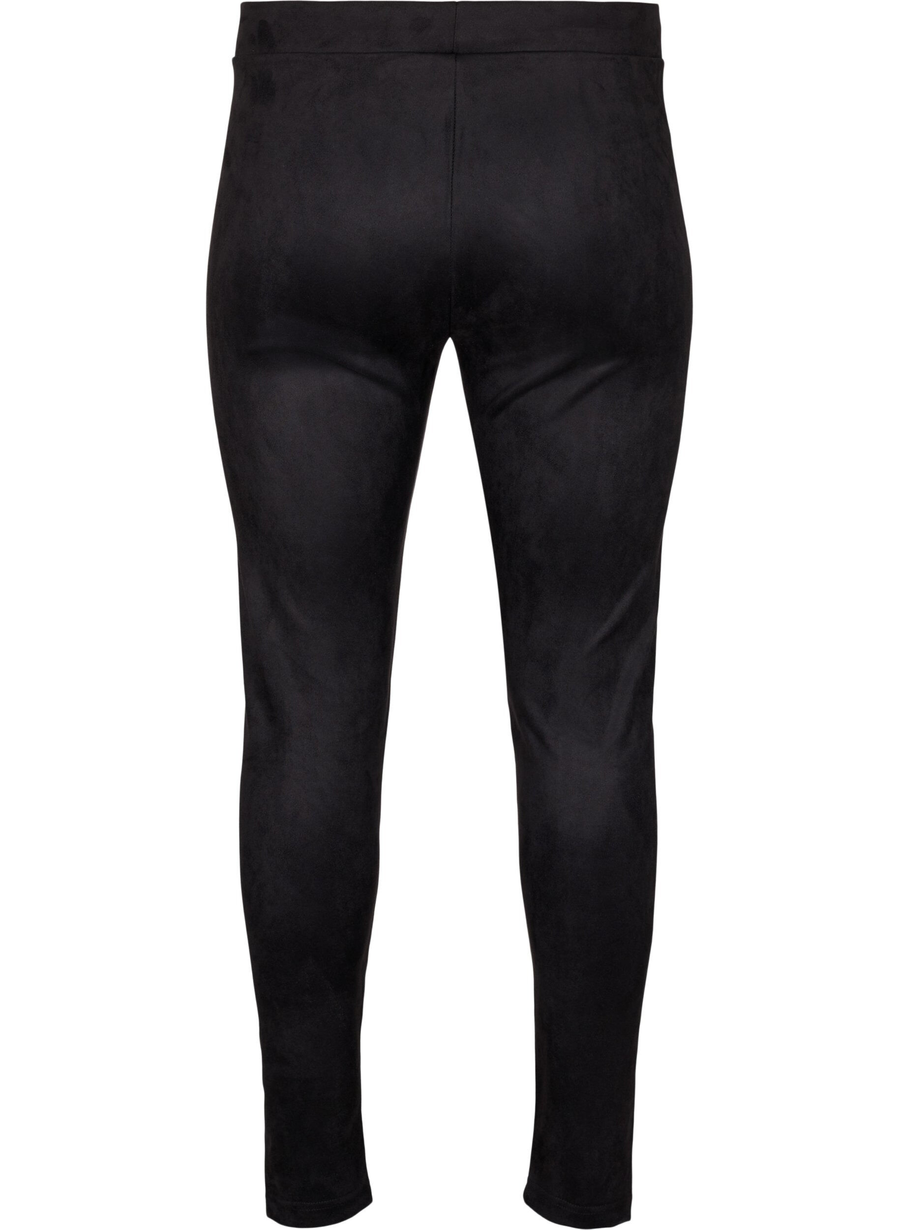 Zizzi Leggings aus Veloursleder-Imitat, Black, Packshot image number 1