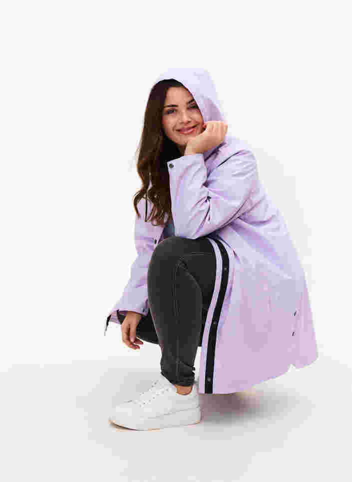 Regenjacke mit Kapuze und Taschen, Pastel Lilac, Model image number 2