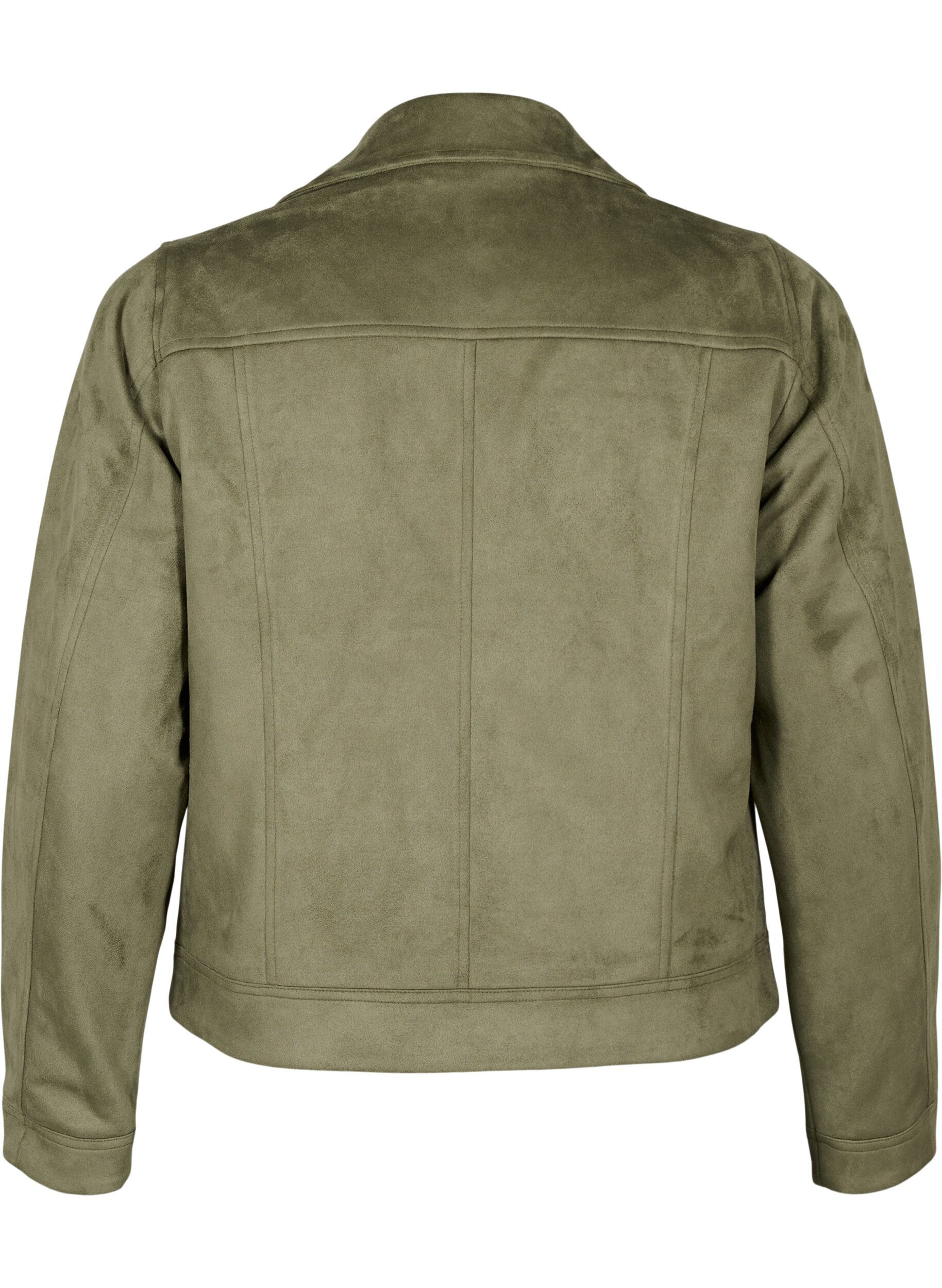 Zizzi Bikerjacke aus Wildlederimitat, Dusty Olive, Packshot image number 1