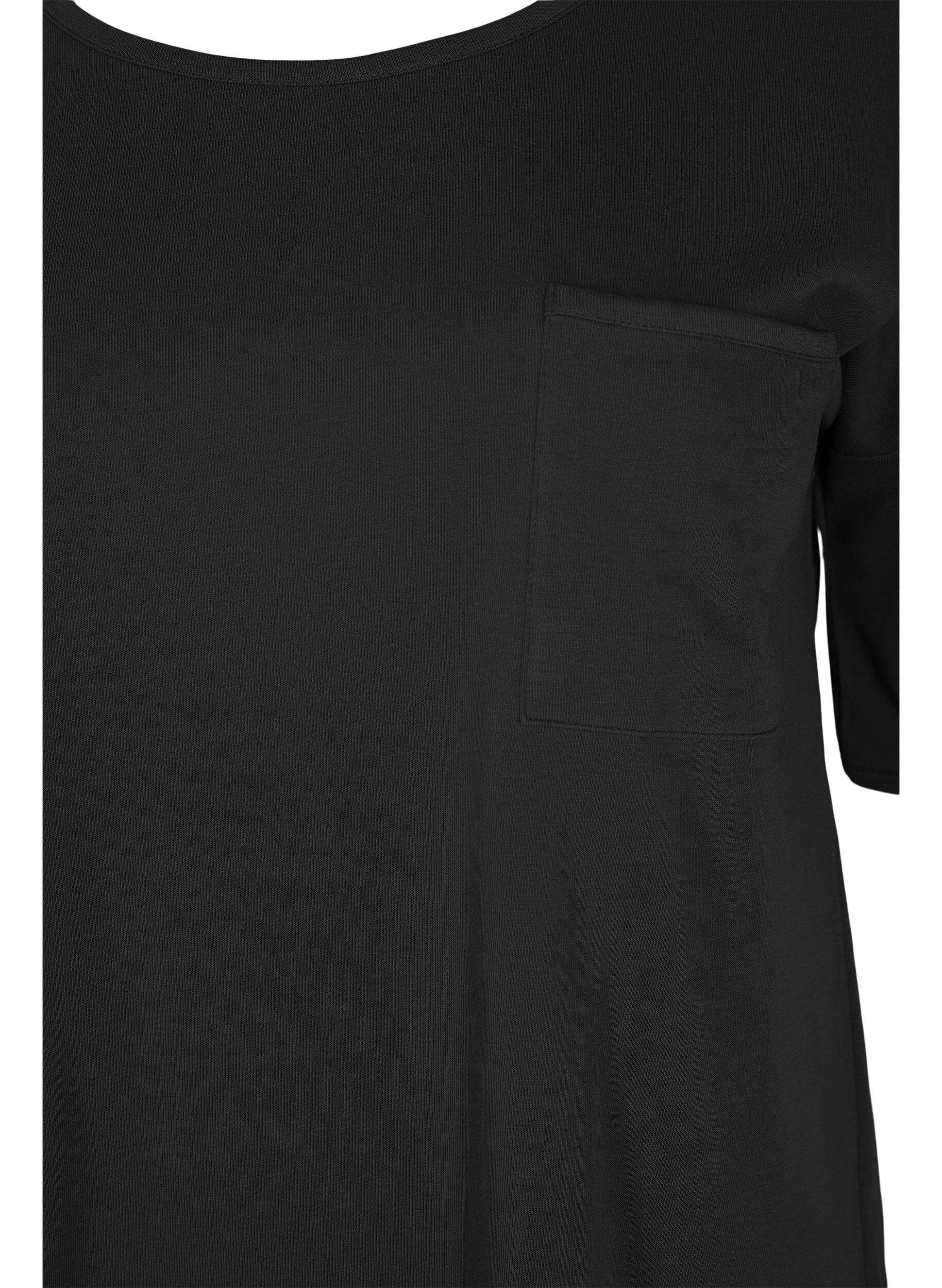 Zizzi Bluse mit 1/2-&Auml;rmeln, Black, Packshot image number 2