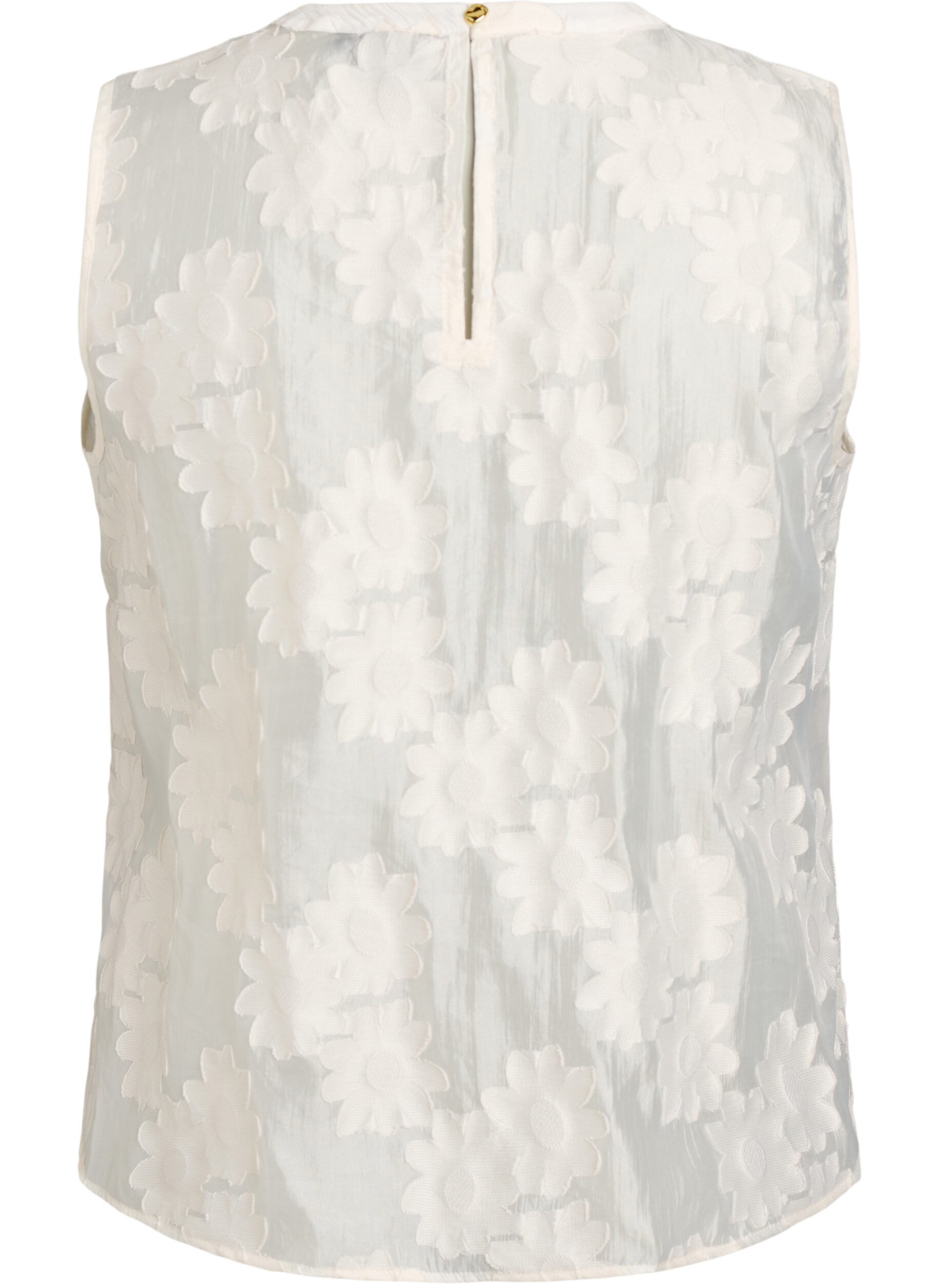 Zizzi &Auml;rmelloses Top aus Jacquard mit floraler Textur, Vanille, Packshot image number 1