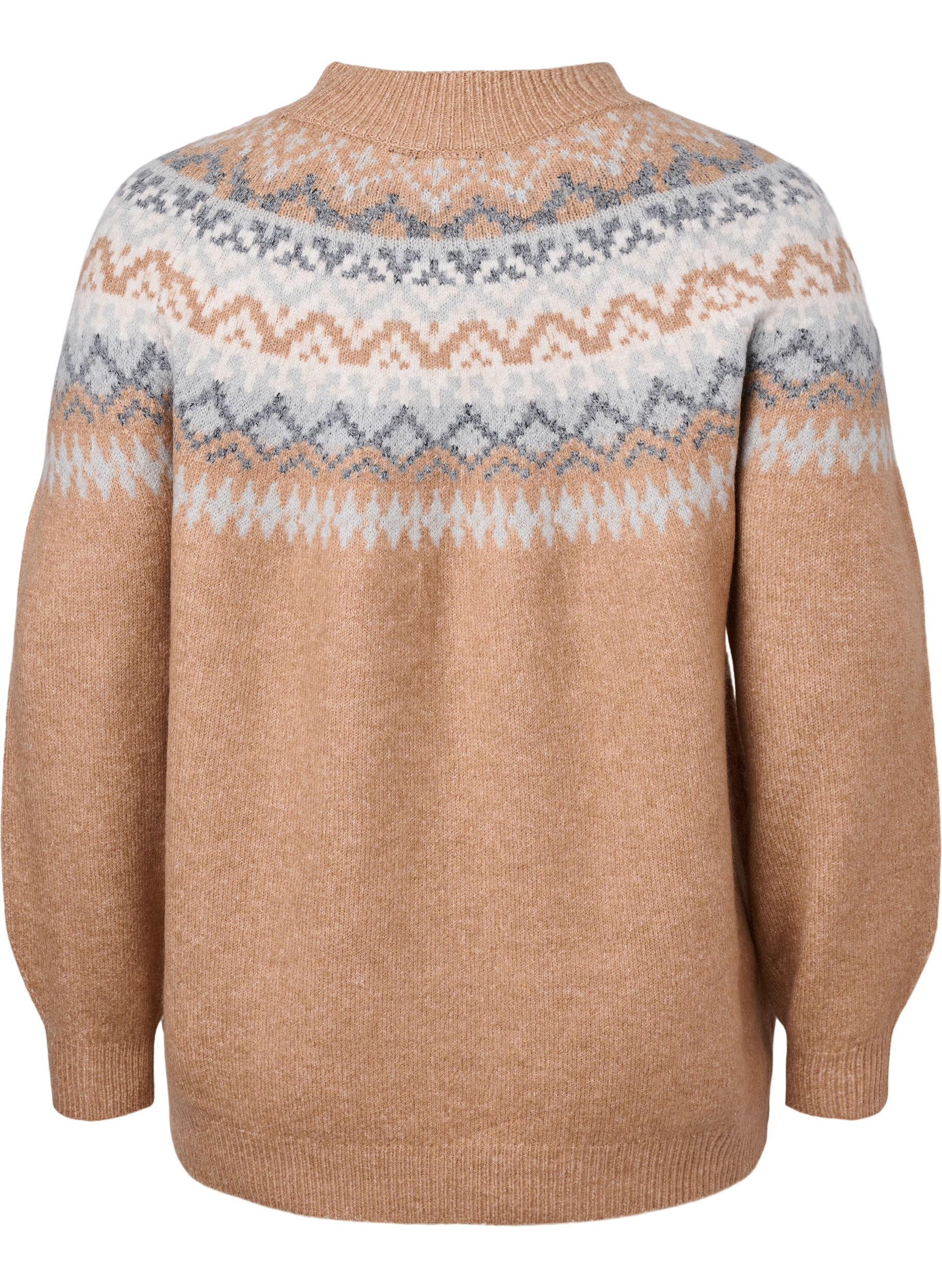 Zizzi Pullover mit Muster, Chipmunk Mel. Comb, Packshot image number 1