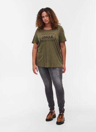 Kurzarm T-Shirt aus Baumwolle mit Aufdruck, Ivy Green/Unique, Model image number 2