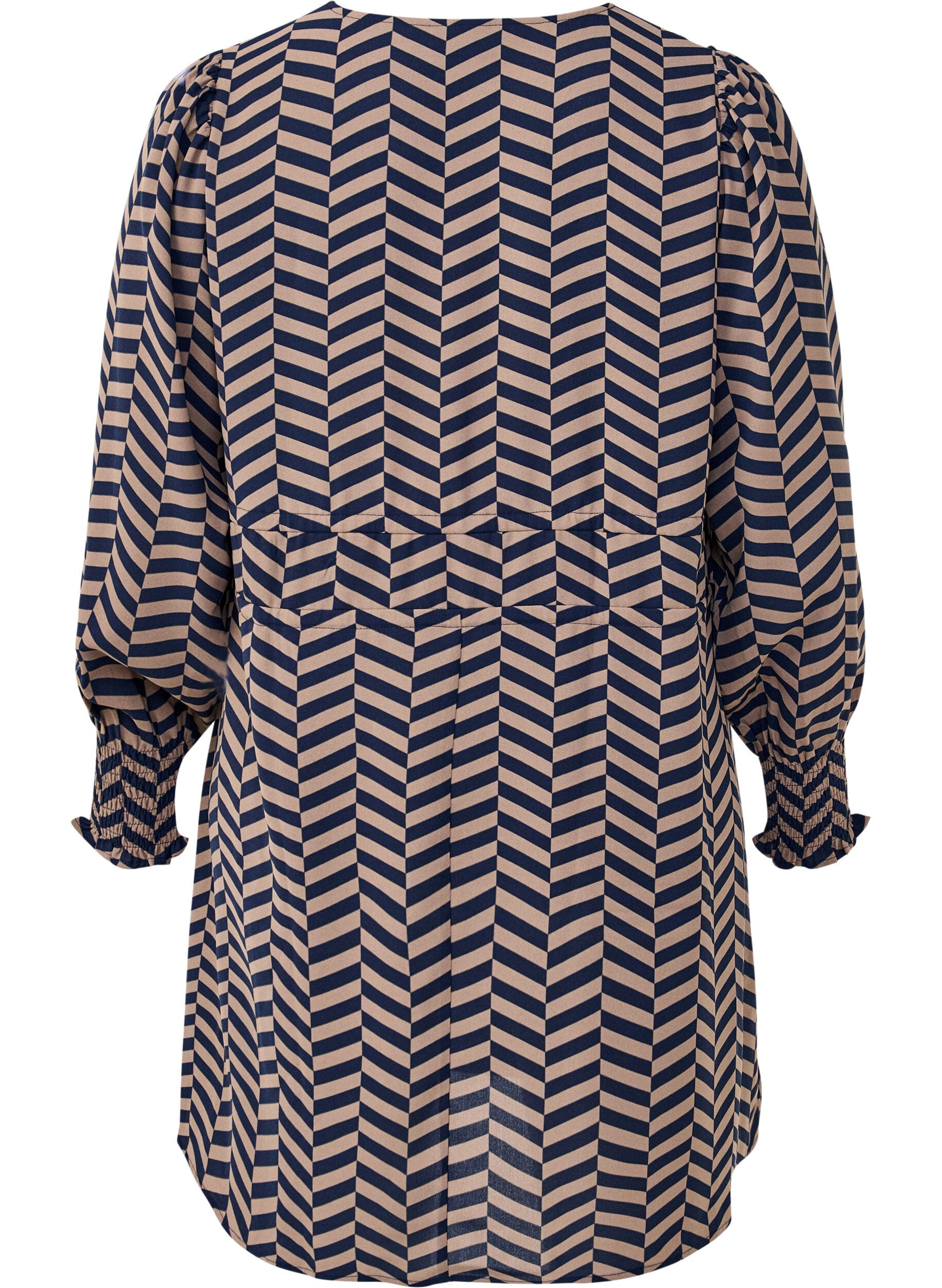 Zizzi Kleid mit Bindeg&uuml;rtel in der Taille, Blau, Packshot image number 1