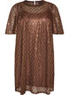 Kurzes Kleid mit Pailletten und Rautenmuster, Braun, Packshot image number 0