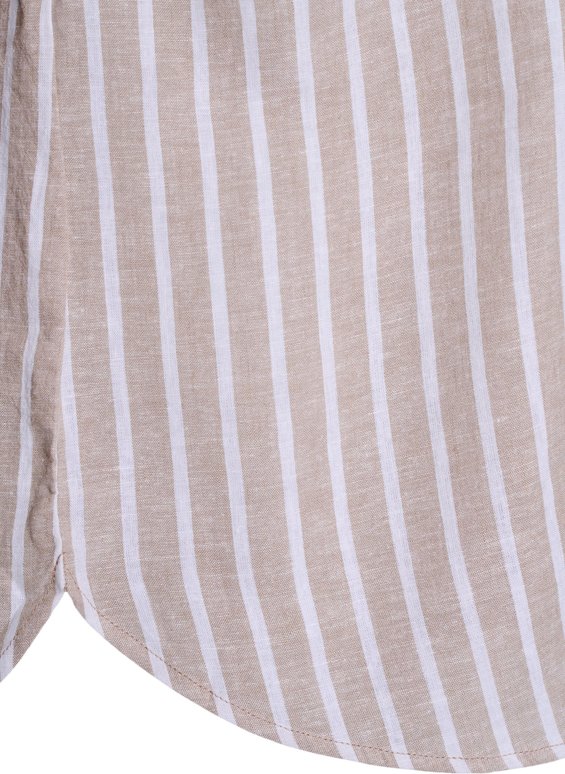 Zizzi Bluse aus Leinen und Viskose mit 3/4-&Auml;rmeln, Beige, Packshot image number 3