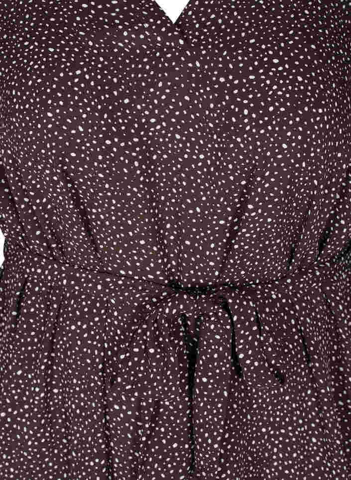 Tunika mit Punkten und Bindeband an der Taille, Brown w. White, Packshot image number 2