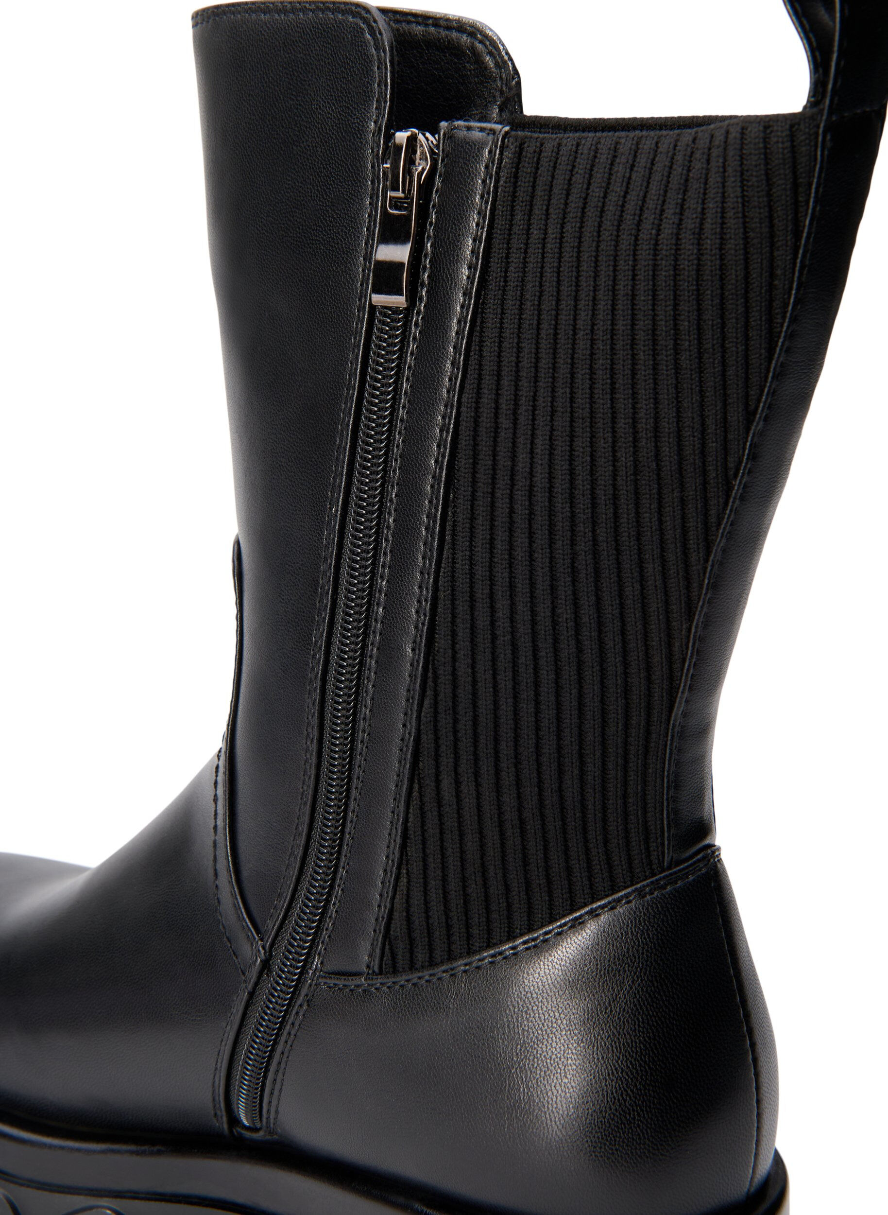 Zizzi Extra-Weite - Kurzer Stiefel mit Gummizug, Schwarz, Packshot image number 4