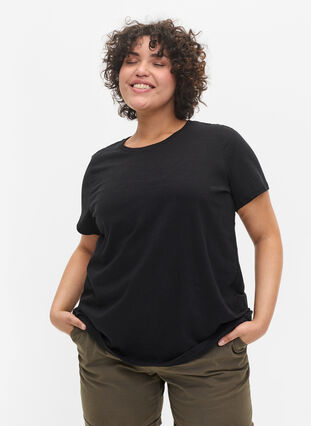 2er Pack kurzarm T-Shirts aus Baumwolle, Black, Model image number 0