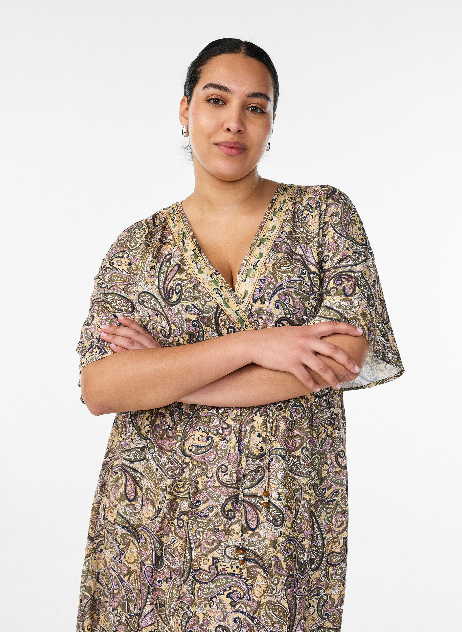 ZizziMaxikleid aus Viskose mit Paisleymuster, Gelb, Model image number 2