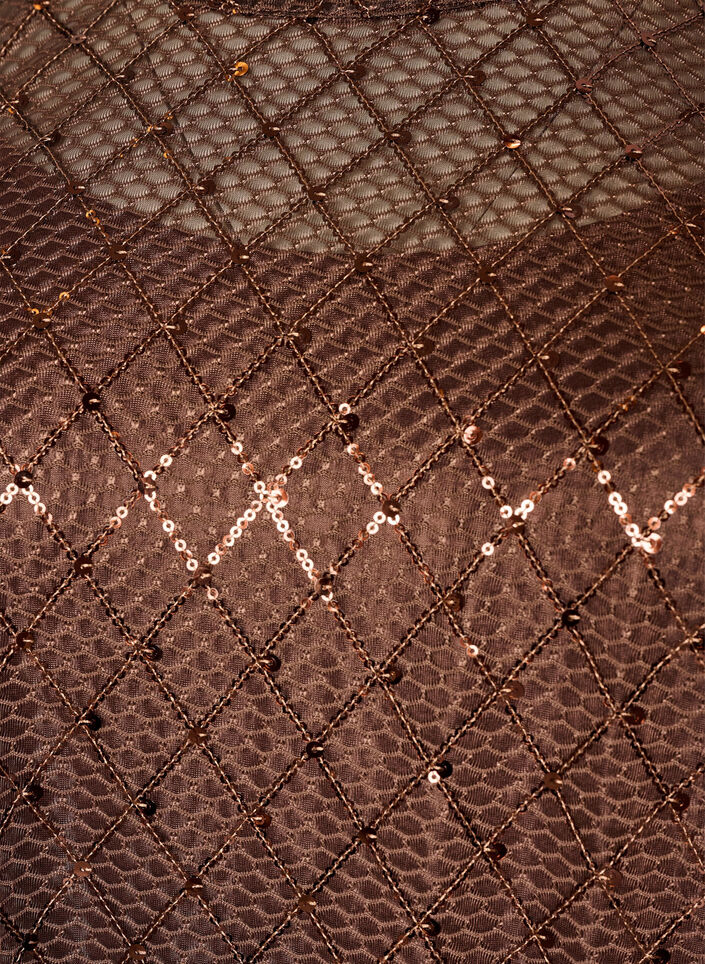 Kurzes Kleid mit Pailletten und Rautenmuster, Braun, Packshot image number 2