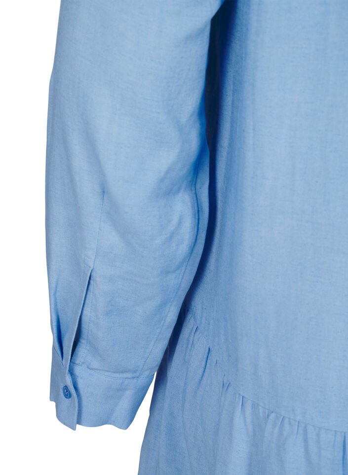 Tunika mit V-Ausschnitt und Raffungen, Blau, Packshot image number 3