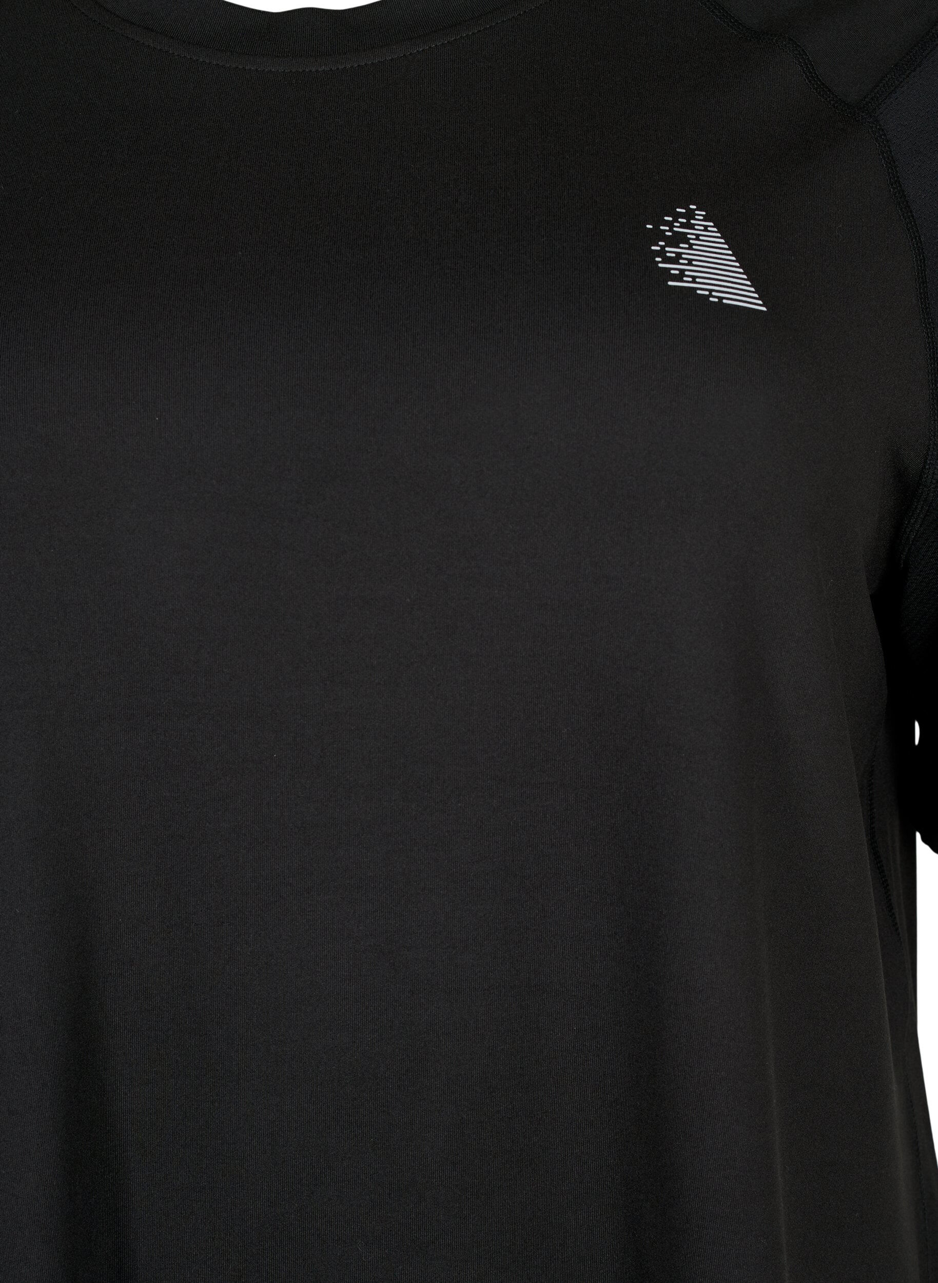 Zizzi Kurz&auml;rmeliges Trainings-T-Shirt mit Rundhalsausschnitt, Black, Packshot image number 2