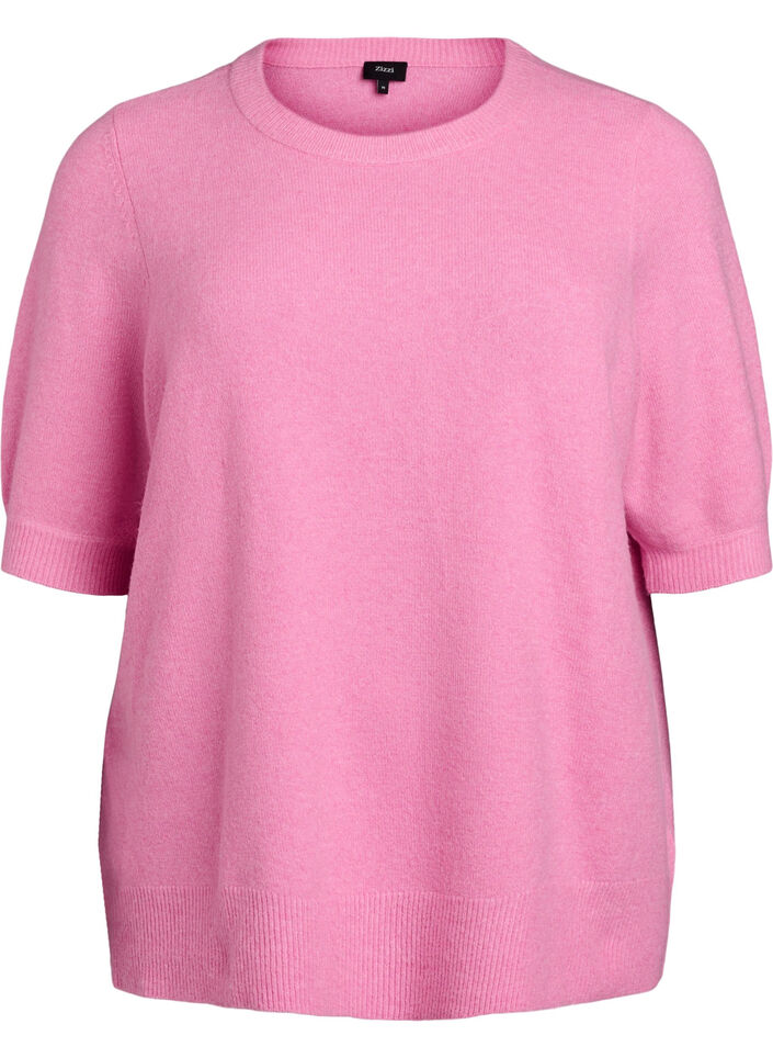 Bluse aus Strick mit kurzen &Auml;rmeln, Pink, Packshot image number 0
