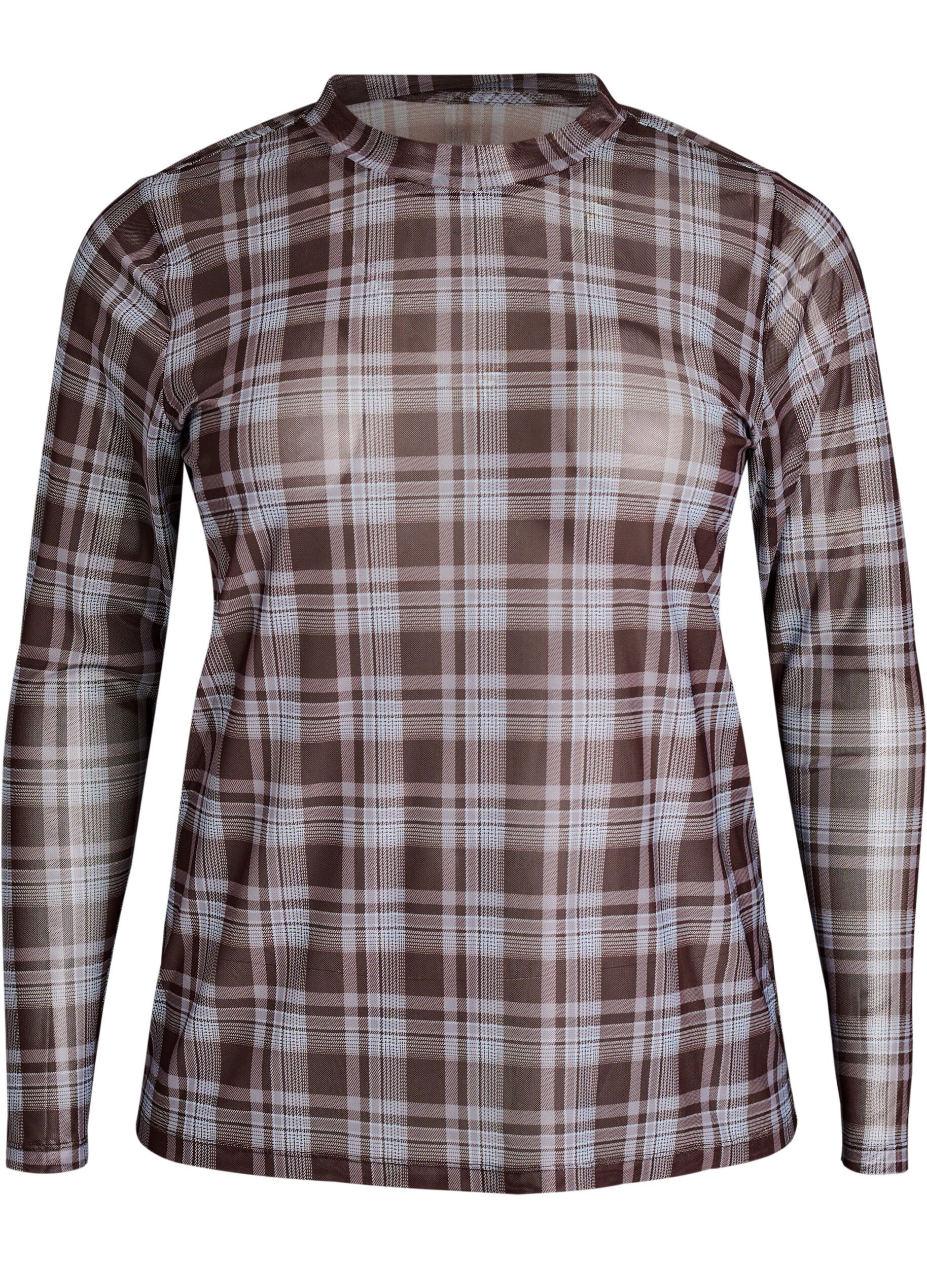 Karierte Bluse aus Mesh