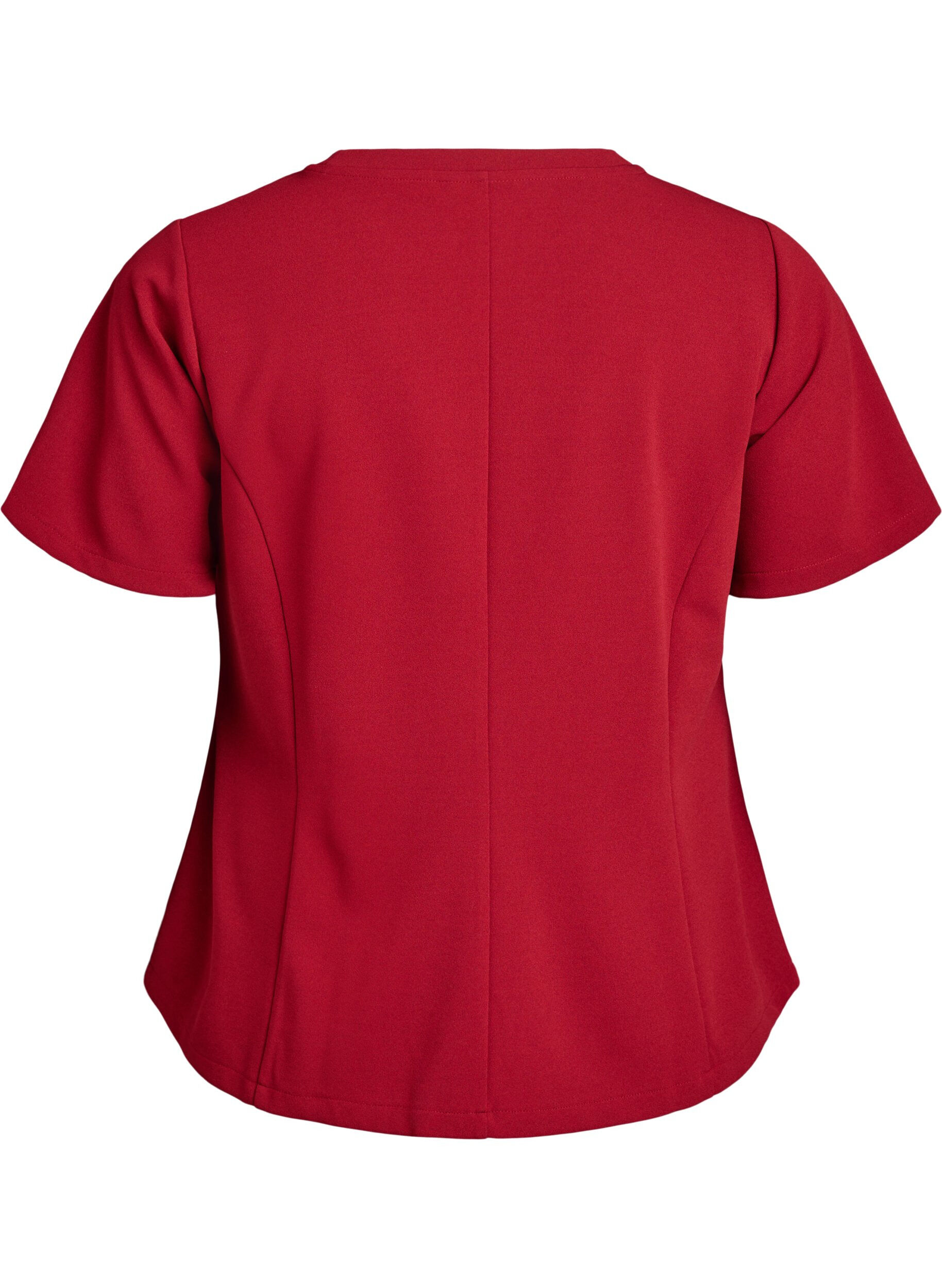Zizzi Kurz&auml;rmelige Bluse mit formgebenden Abn&auml;hern, Rot, Packshot image number 1