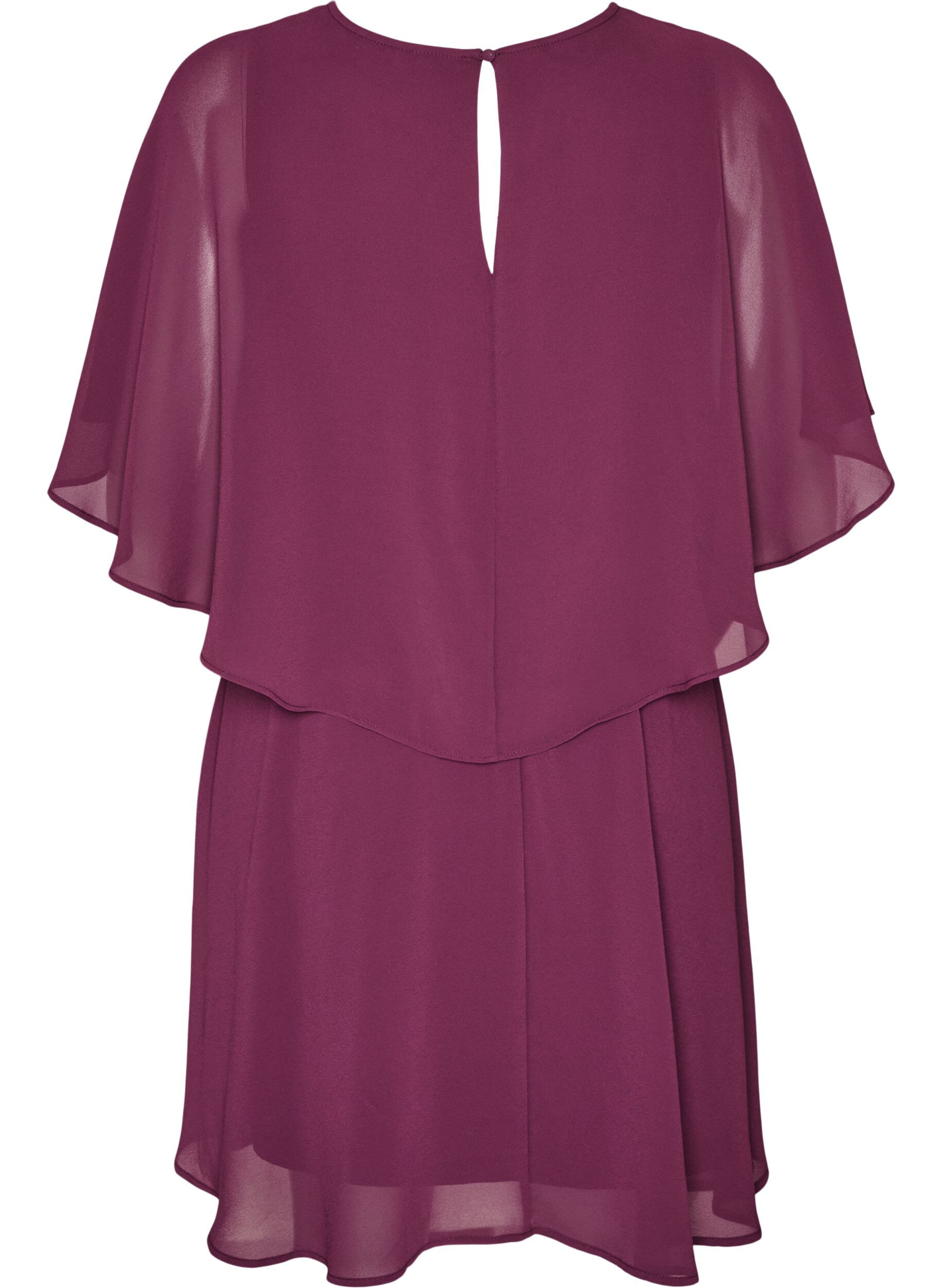 ZizziKurzes Chiffon-Partykleid mit Lagen-Effekt, Rot, Packshot image number 1