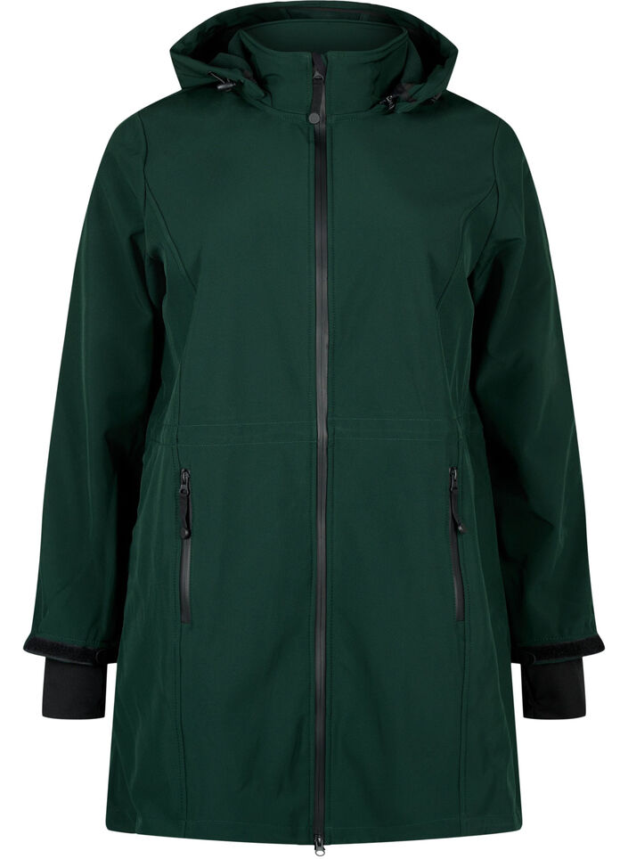 Softshell-Jacke mit abnehmbarer Kapuze, Gr&uuml;n, Packshot image number 0