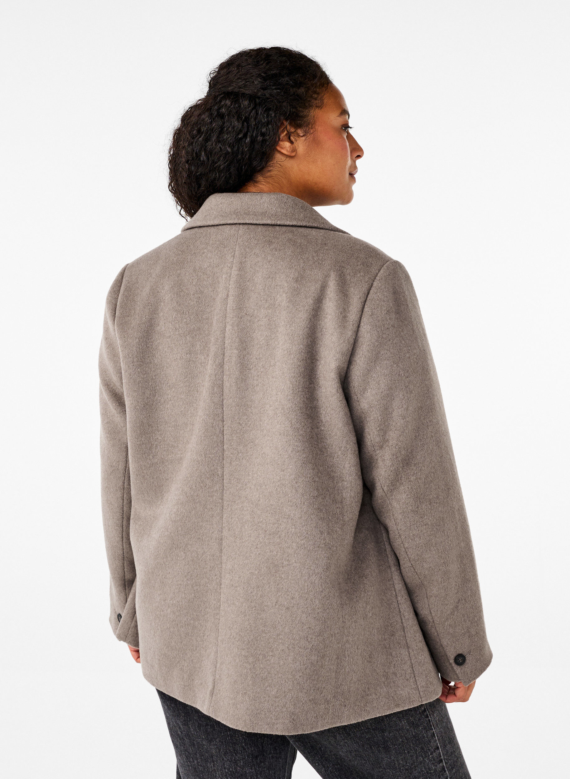 Zizzi Wollblazer mit angerauter Textur, Grau, Model image number 2