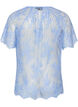 Kurz&auml;rmelige Spitzenbluse mit Bindeband, lila, Packshot image number 1