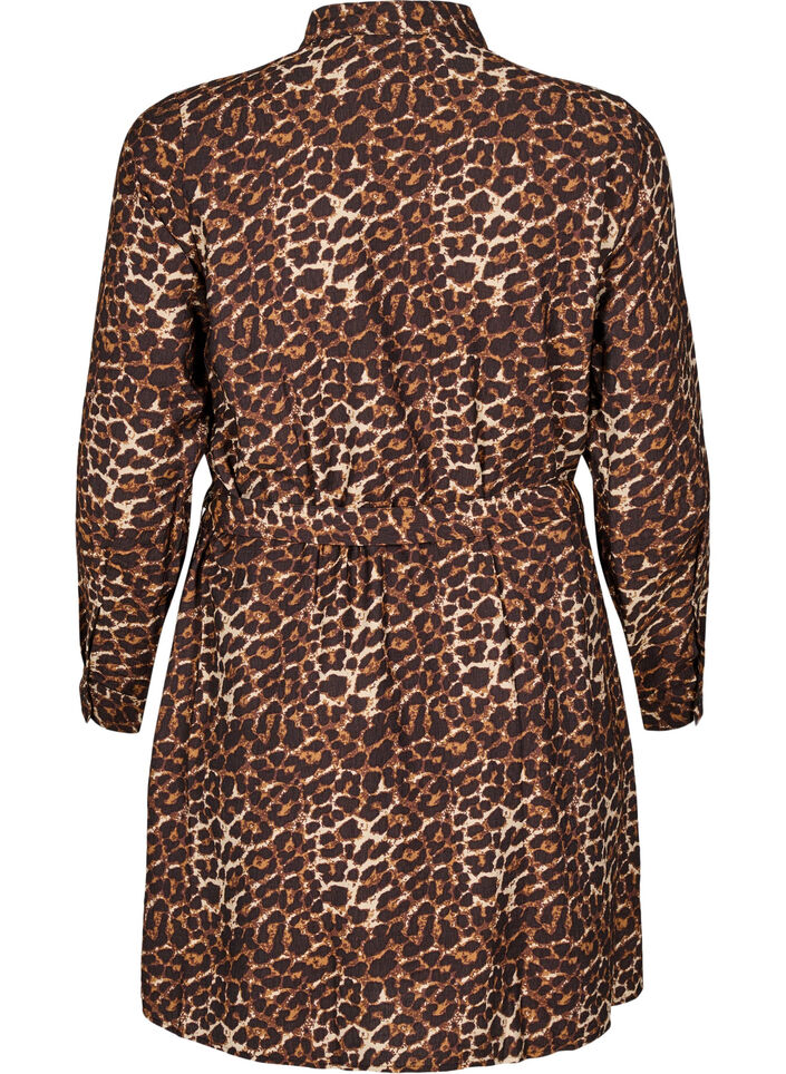 Hemdblusenkleid mit Bindegürtel und langen Ärmeln, Braun, Packshot image number 1