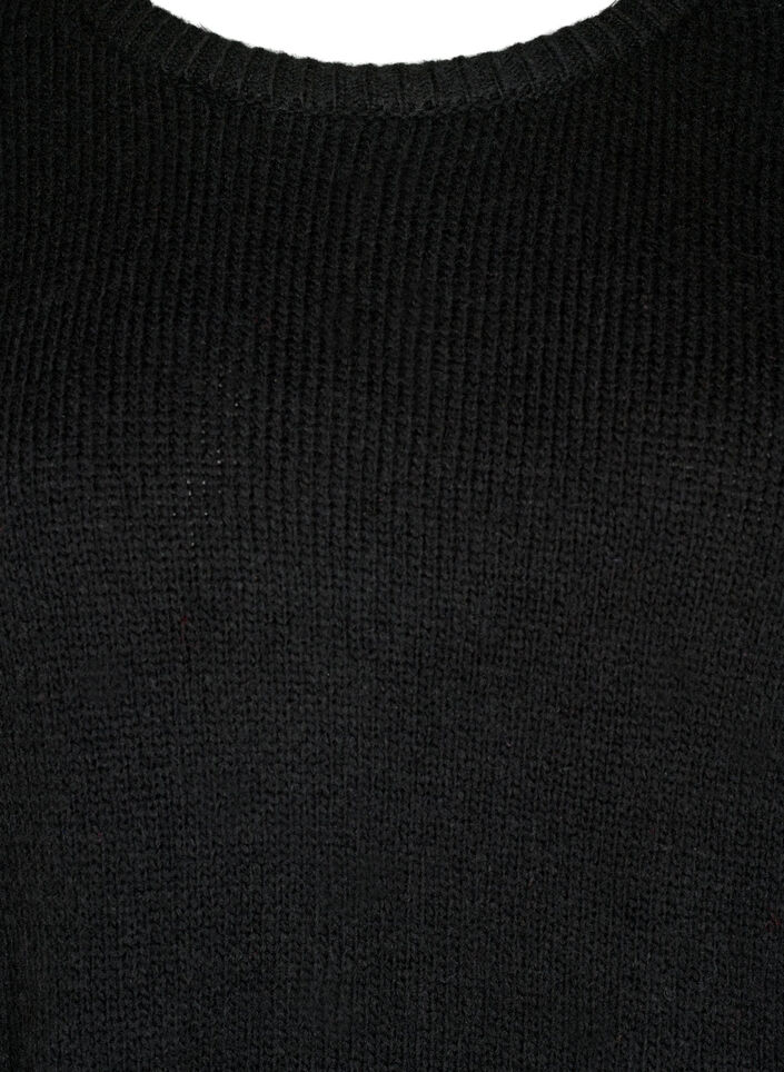 Langärmliger Strickpullover mit Wollanteil und Rundhalsausschnitt, Black Solid, Packshot image number 2