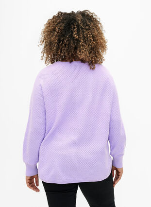 Pullover aus Bio-Baumwolle mit Strukturmuster, Lavender, Model image number 1