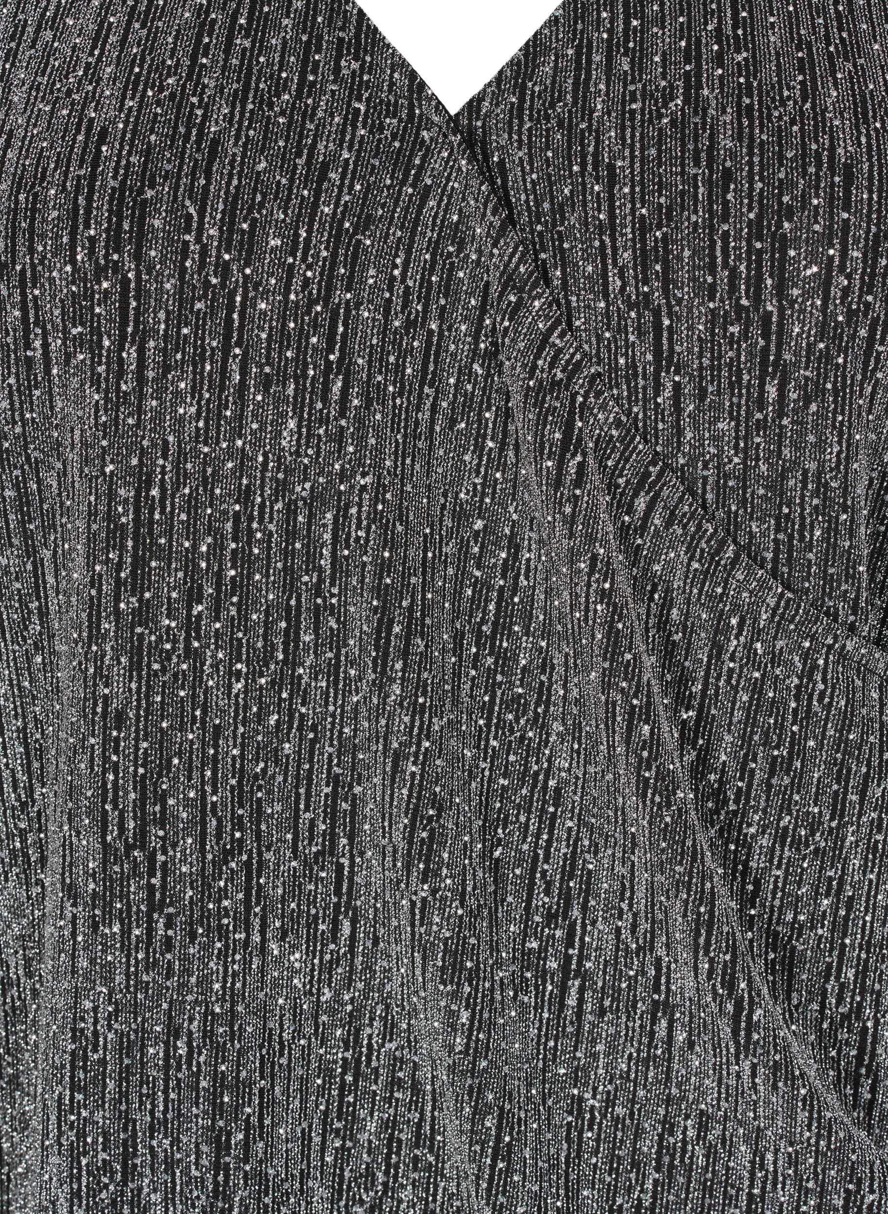 Zizzi Glitzer-Party-Top mit Wickeloptik, Schwarz, Packshot image number 2