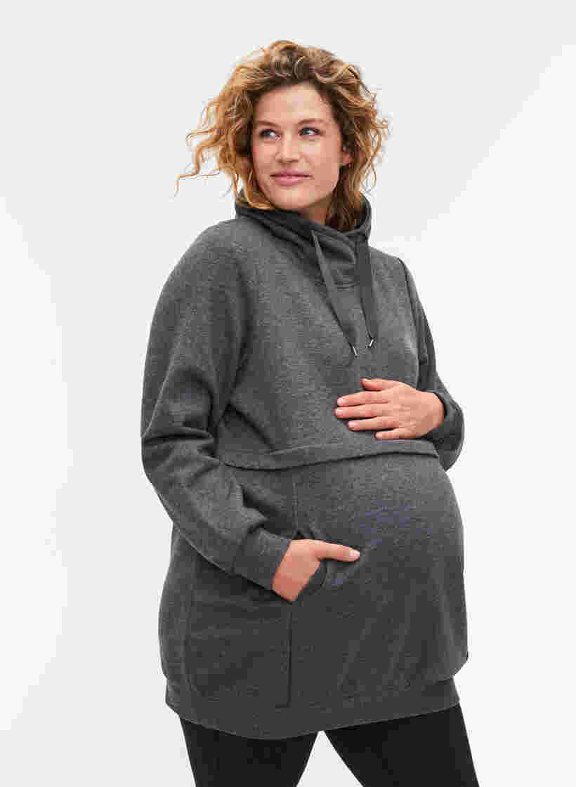 Schwangerschafts-Sweatshirt mit Stillfunktion, Dark Grey Melange, Model image number 0