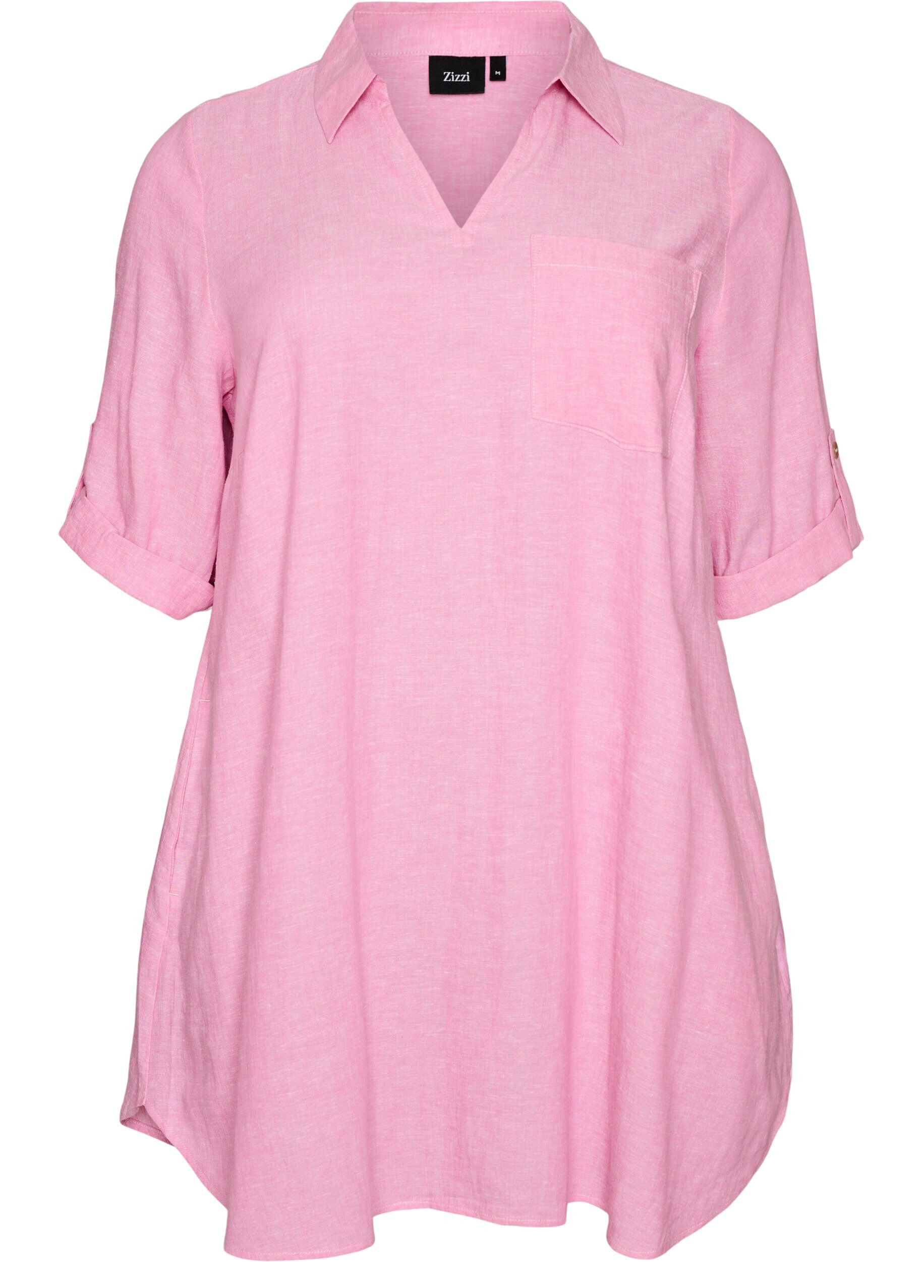 Linen and viscose tunic with A-shape