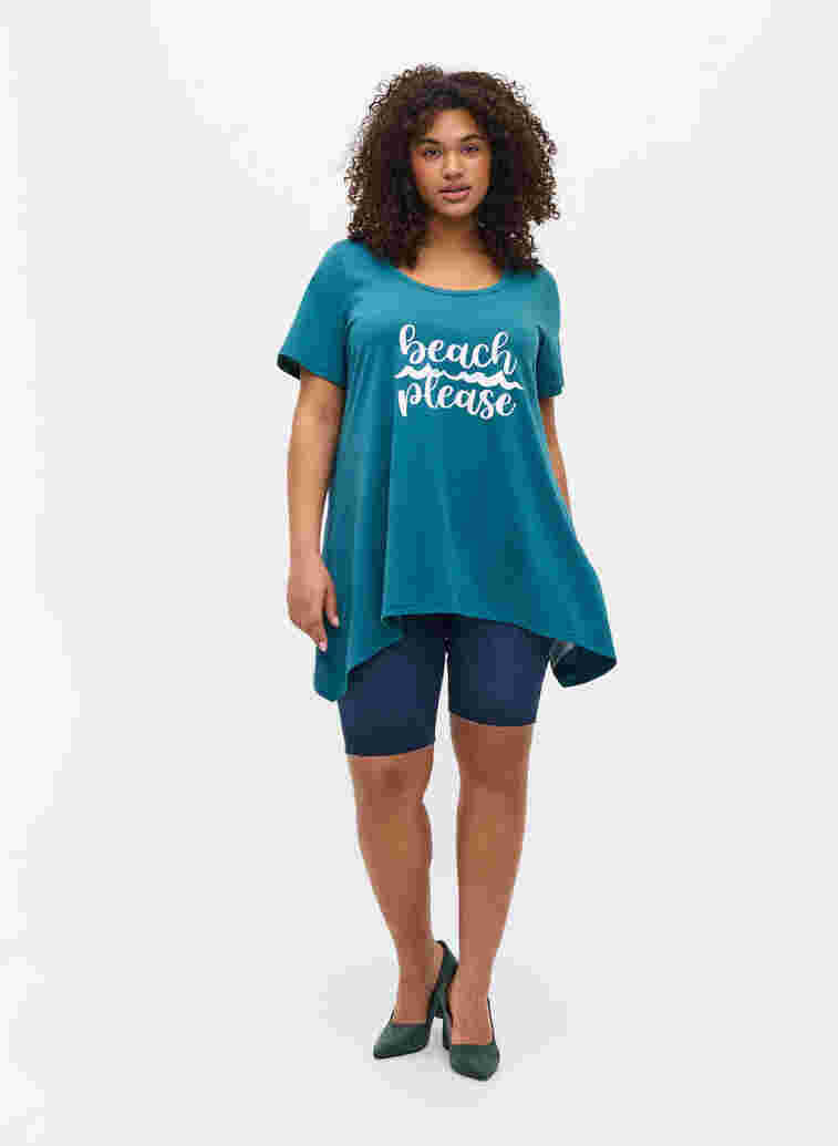 Kurzarm T-Shirt aus Baumwolle mit A-Linie, Dragonfly BEACH, Model image number 2
