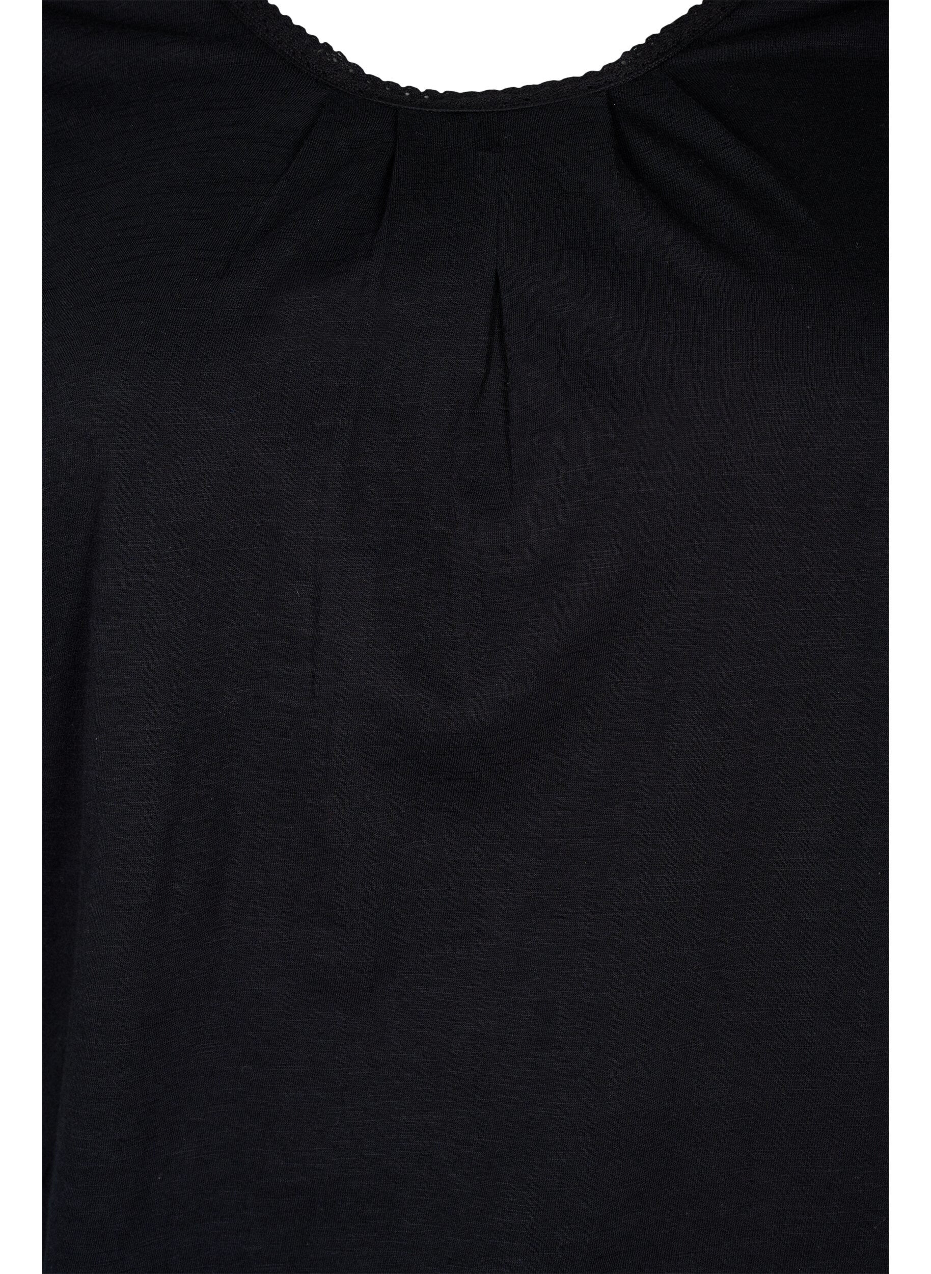 Zizzi Baumwollbluse mit 3/4 &Auml;rmeln, Black, Packshot image number 2