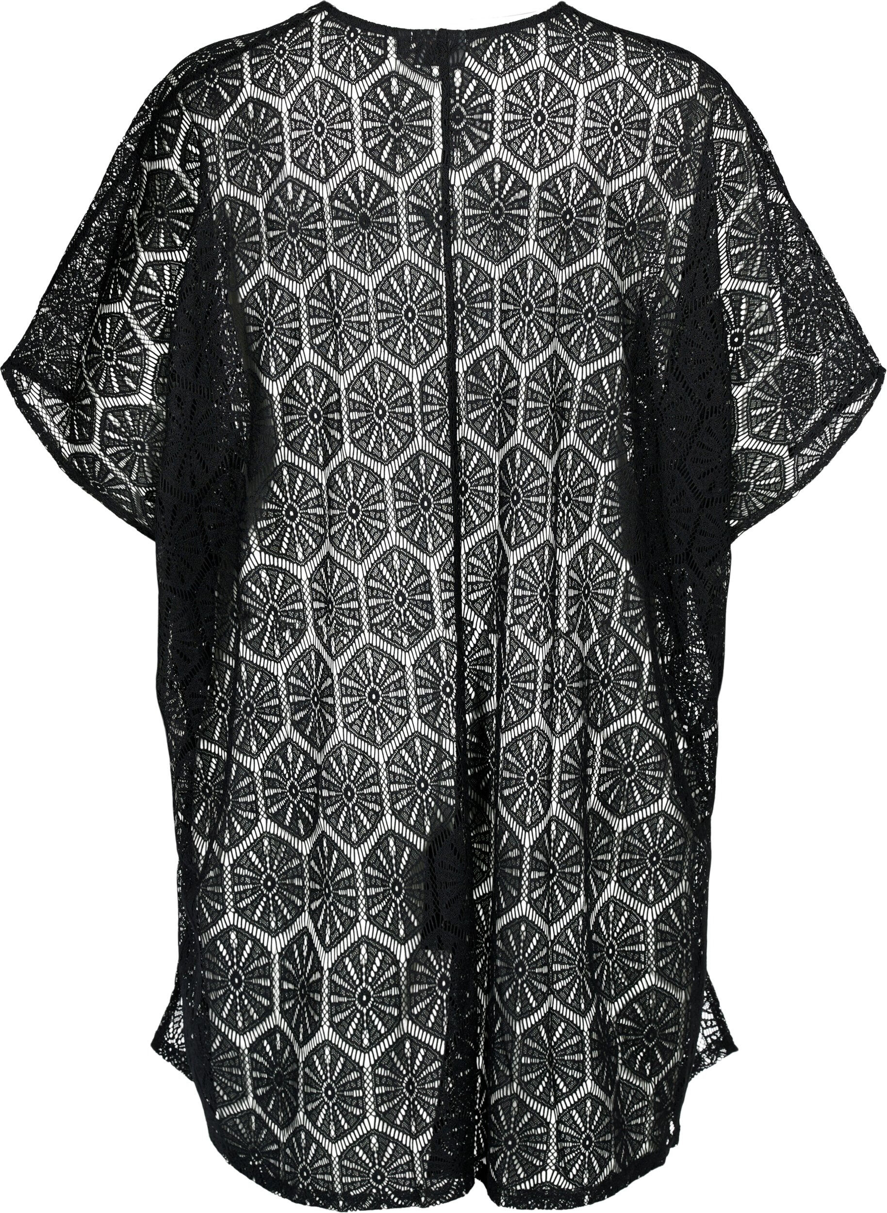 Zizzi Kaftan-Strandkleid mit Lochmuster, Black, Packshot image number 1