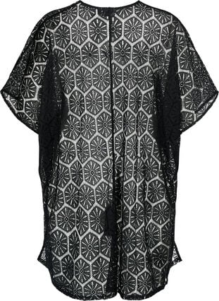Kaftan-Strandkleid mit Lochmuster, Black, Packshot image number 1