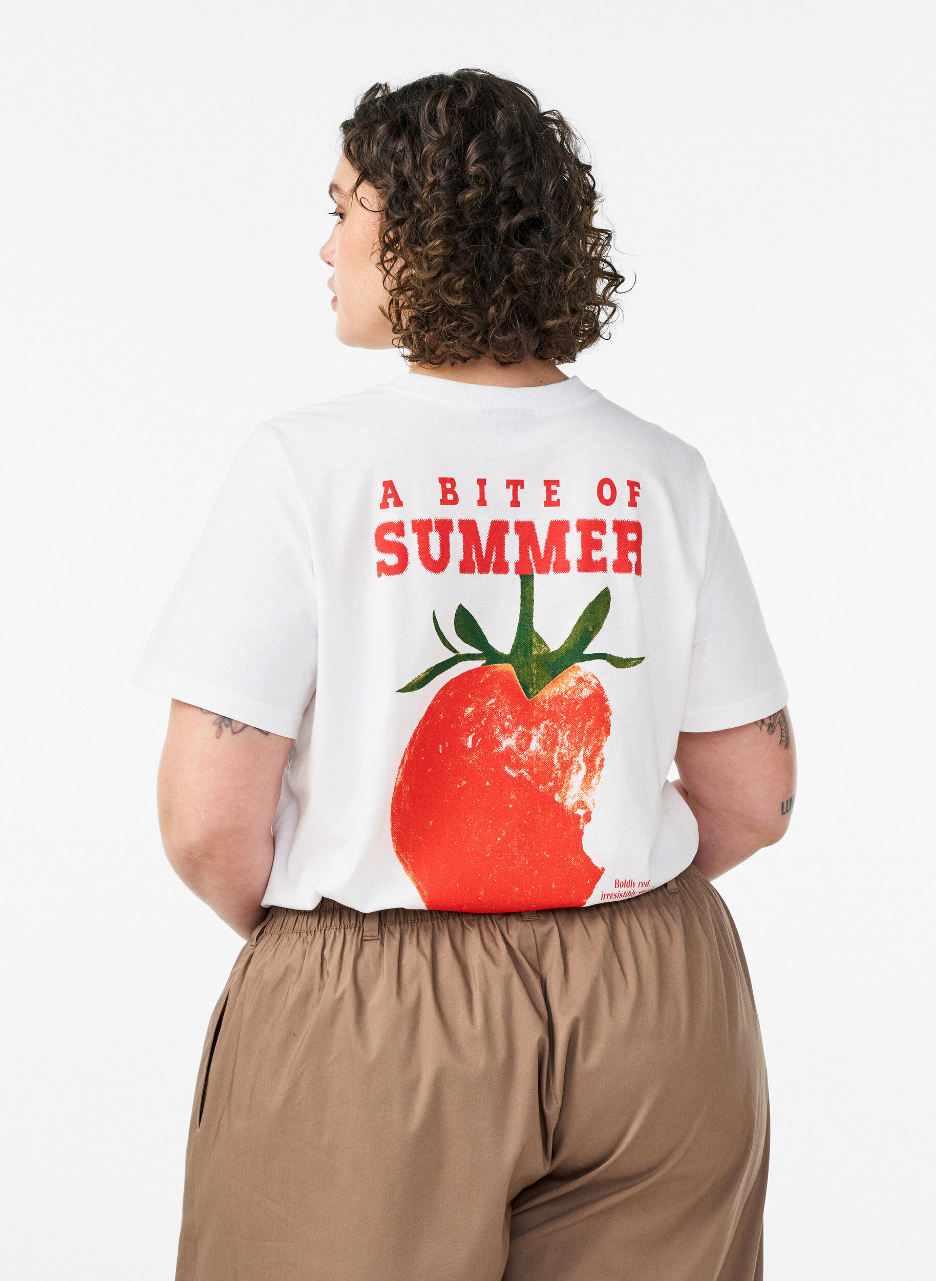 T-shirt aus Baumwolle mit Print, Wei&szlig;, Model
