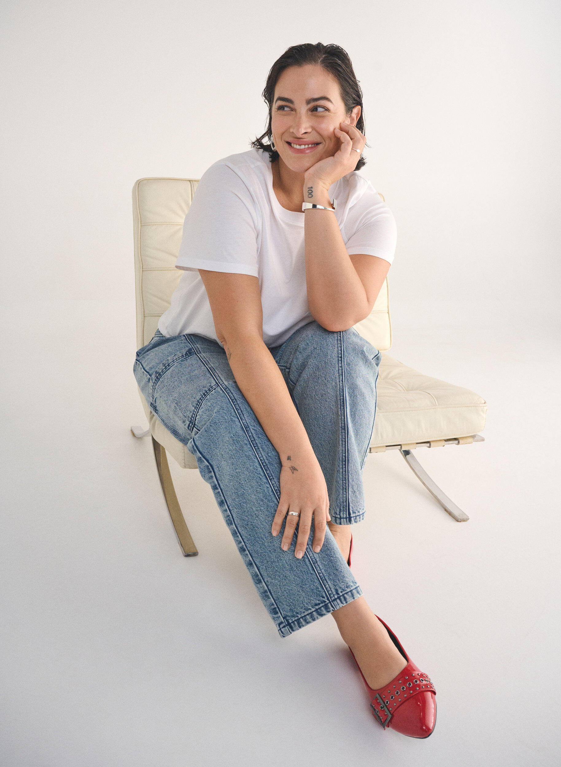 Zizzi Cargojeans mit hoher Taille, Blau, Image image number 0