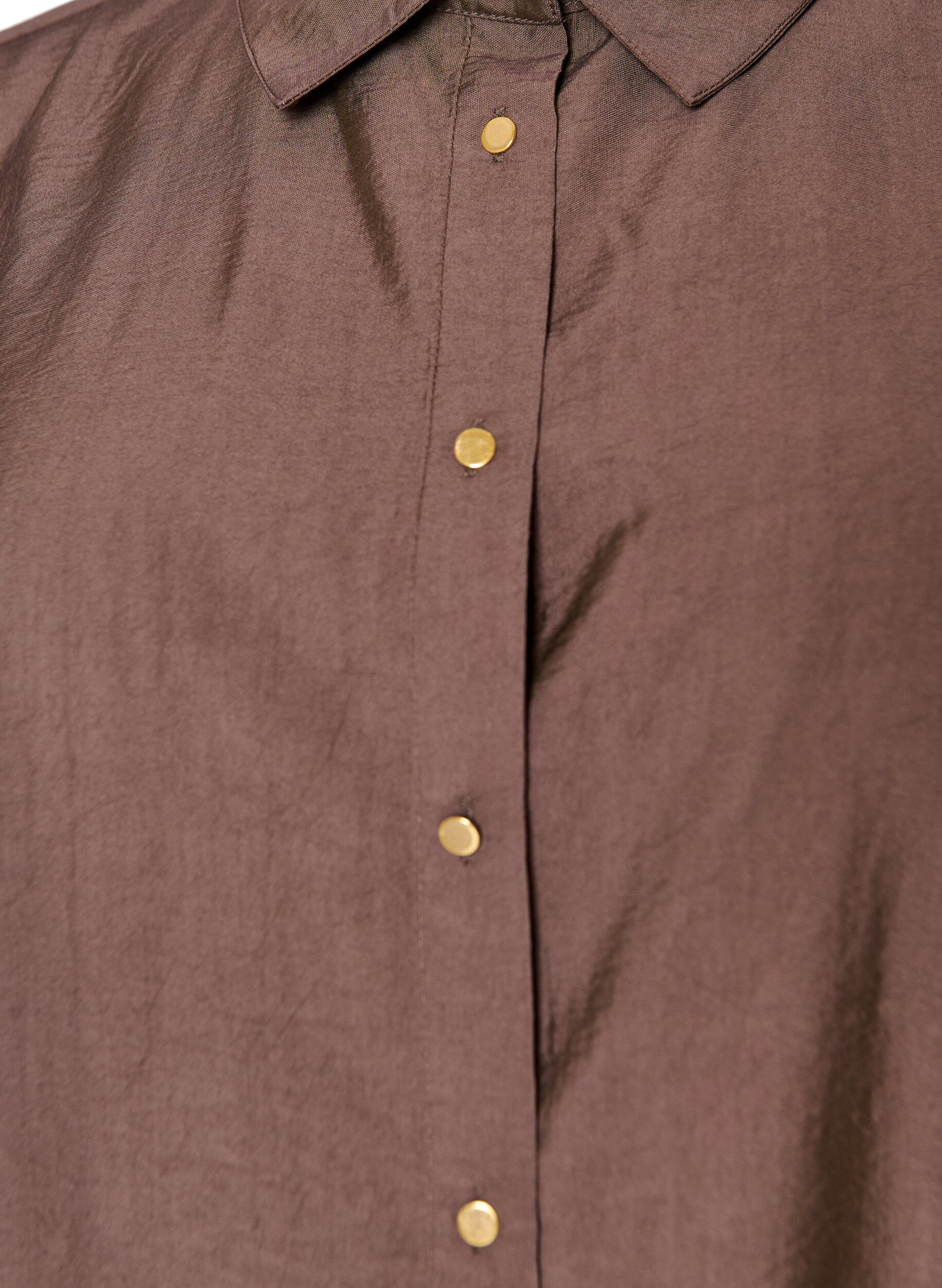 ZizziBluse aus Viskose mit goldenen Kn&ouml;pfen, Braun, Packshot image number 2
