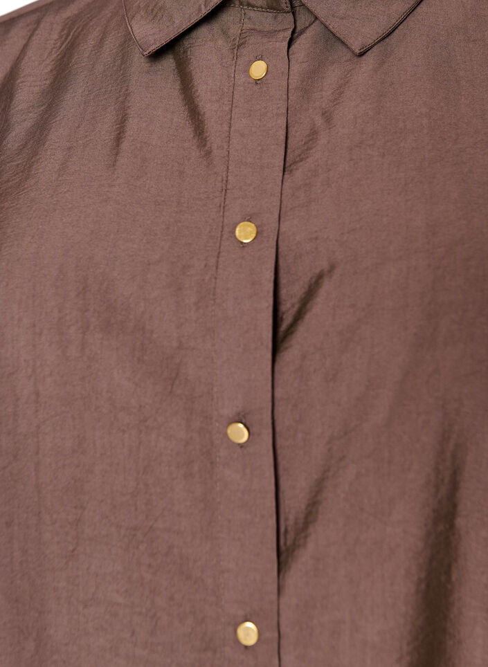 Bluse aus Viskose mit goldenen Kn&ouml;pfen, Braun, Packshot image number 2
