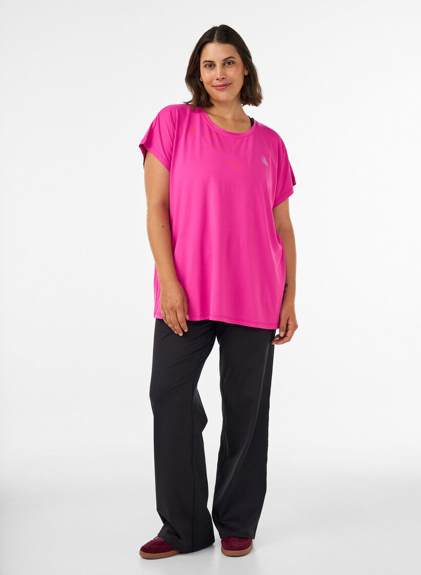 Einfarbiges Trainings-T-Shirt, Pink, Model image number 1