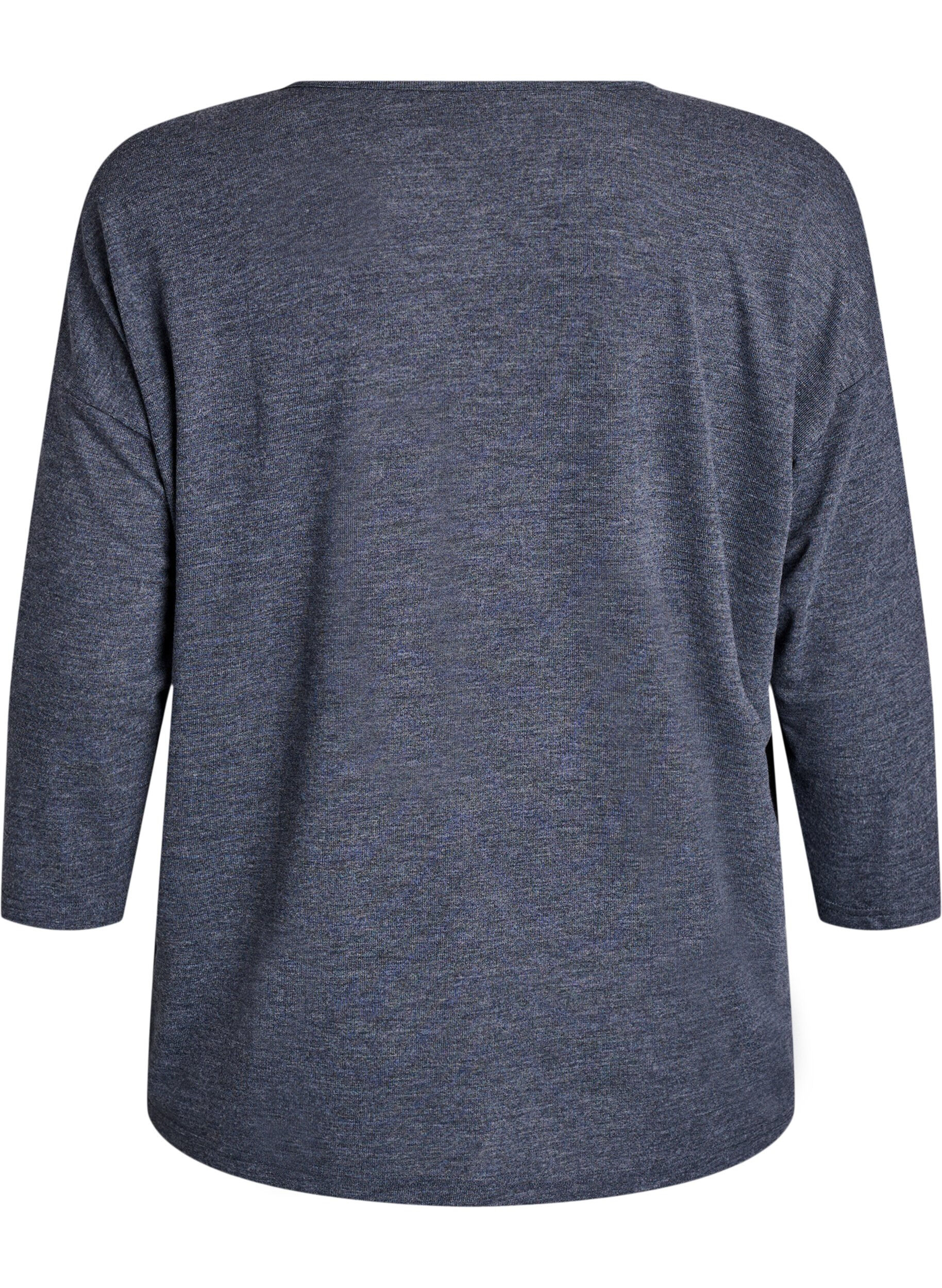 ZizziBluse aus Jersey mit 3/4-&Auml;rmeln, Grau, Packshot image number 1