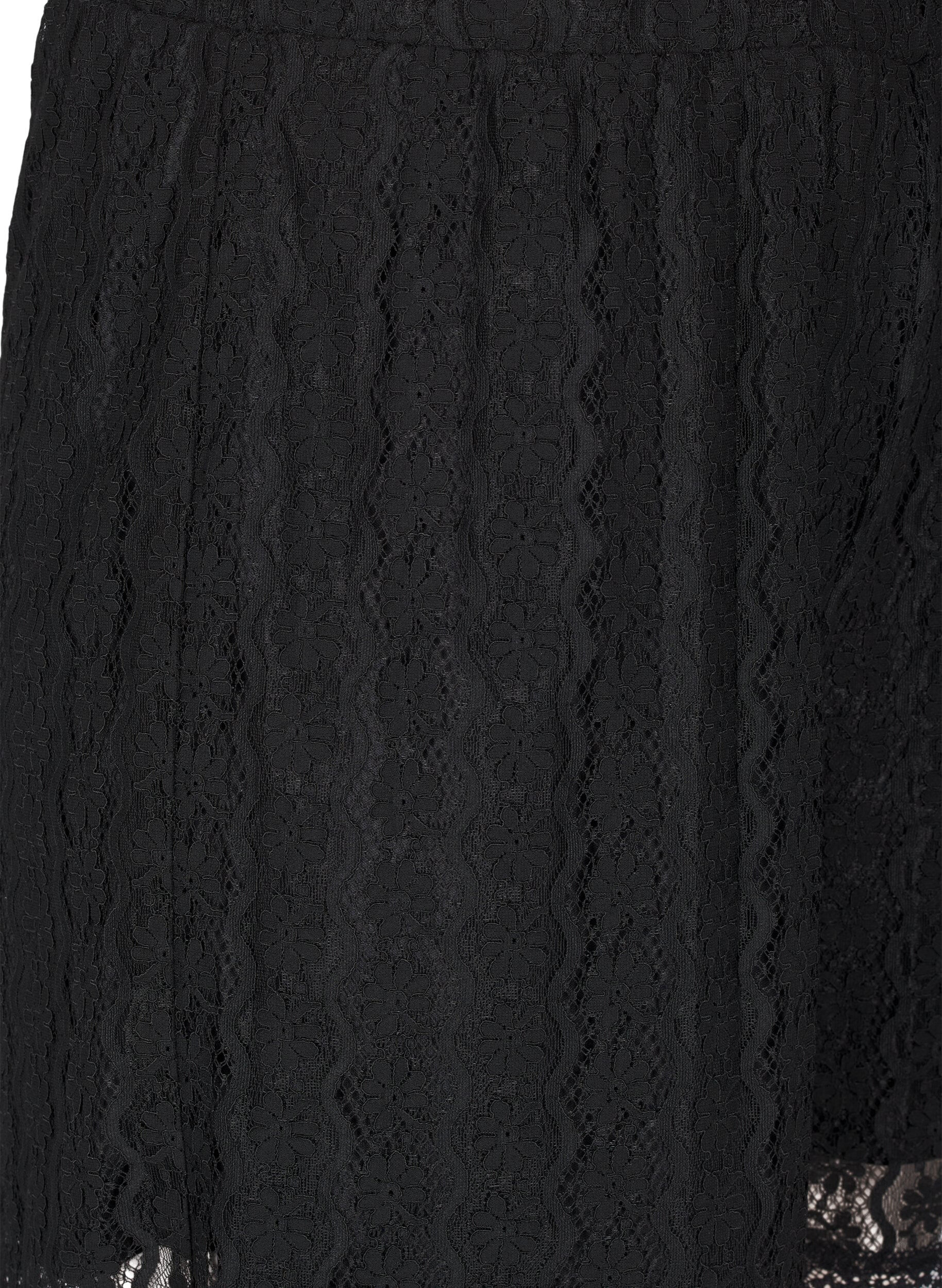 Zizzi Spitzenshorts mit hohem Taille, Schwarz, Packshot image number 2