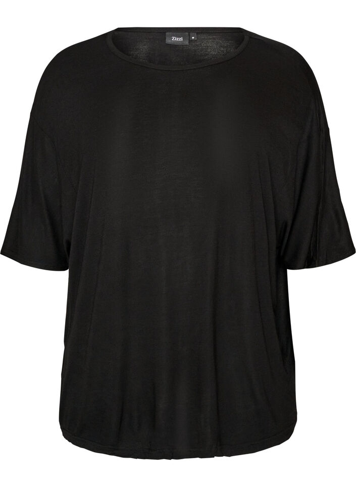 Lockeres T-Shirt aus Viskose-Jersey, Schwarz, Packshot image number 0