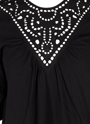 Bluse mit Lochstickerei und 3/4-Ärmeln, Black, Packshot image number 2