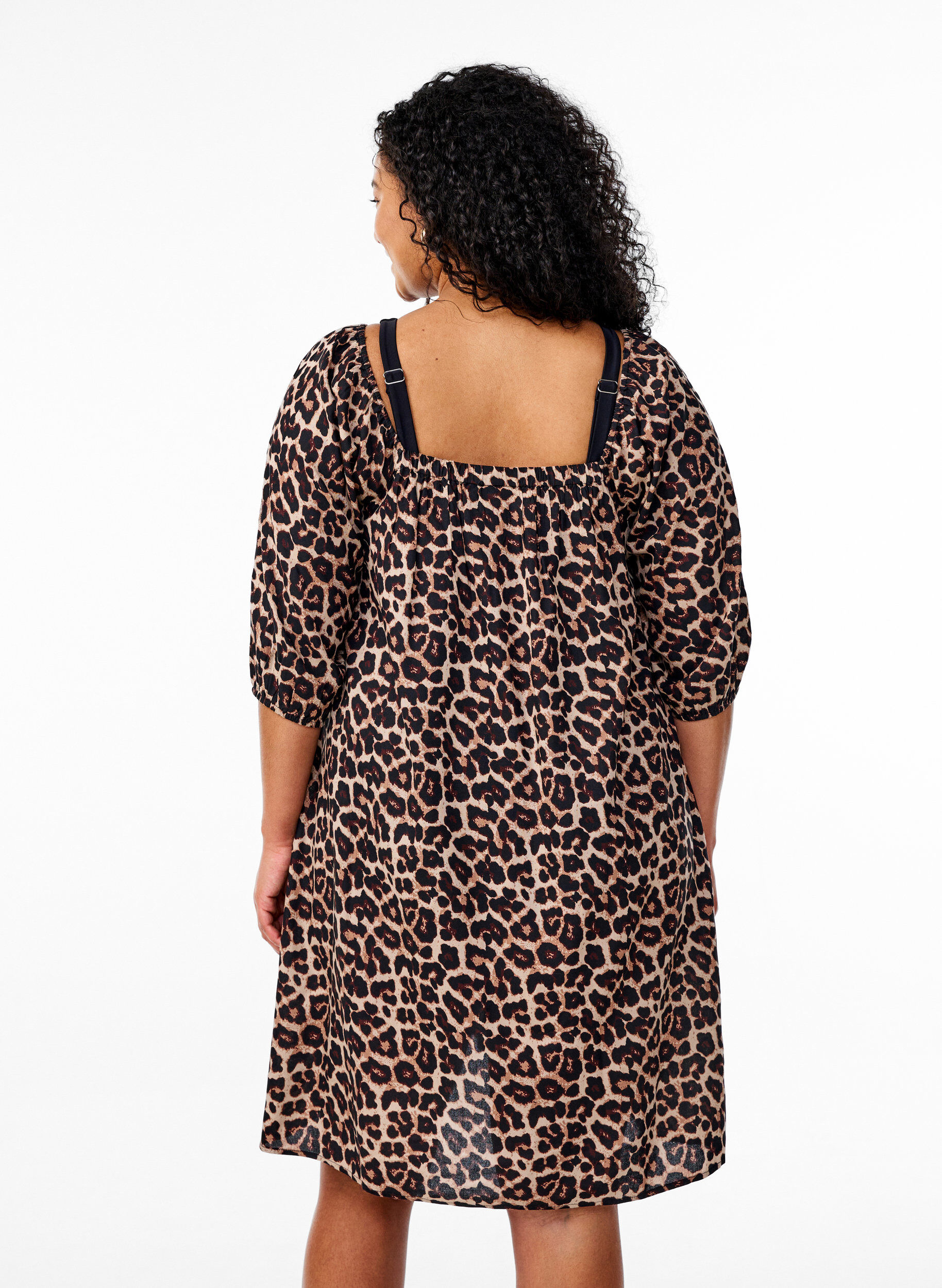 Zizzi Strandkleid aus Viskose mit Aufdruck, Beige, Model image number 2