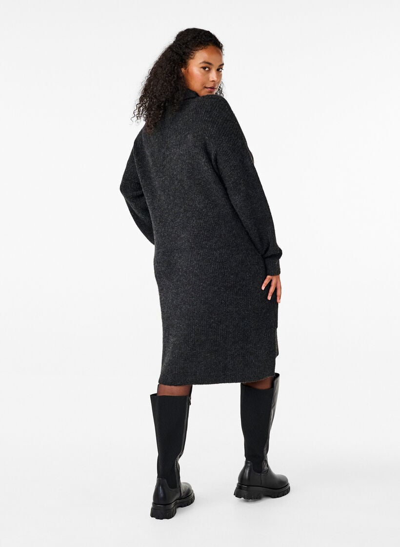 Strickkleid mit Rollkragen, Grau, Model image number 2