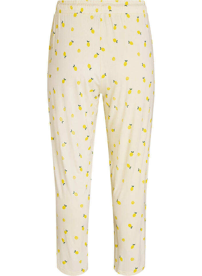 Pyjamahose aus weichem Jersey mit hoher Taille und Frucht-Print, Gelb, Packshot image number 1