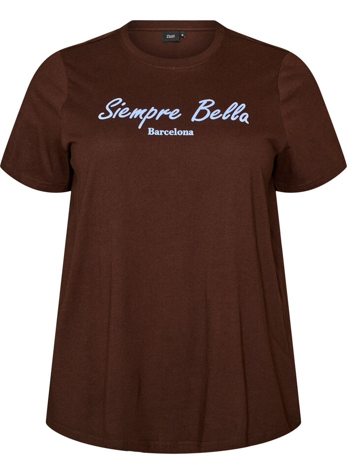 T-Shirt aus Bio-Baumwolle mit Print, Braun, Packshot image number 0
