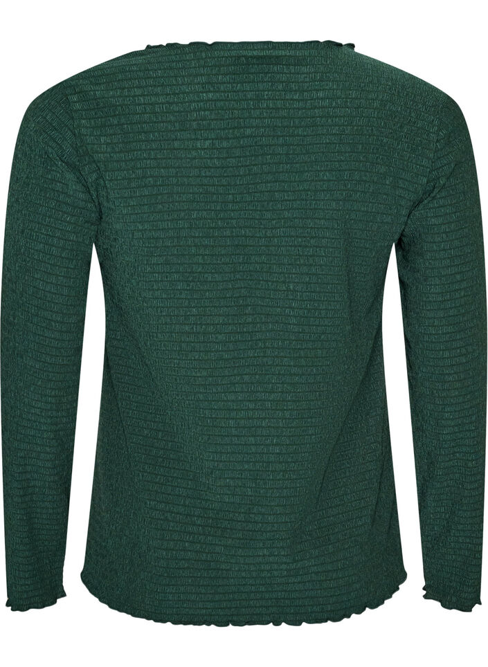 Strukturierte Bluse mit Wellenkanten, Gr&uuml;n, Packshot image number 1
